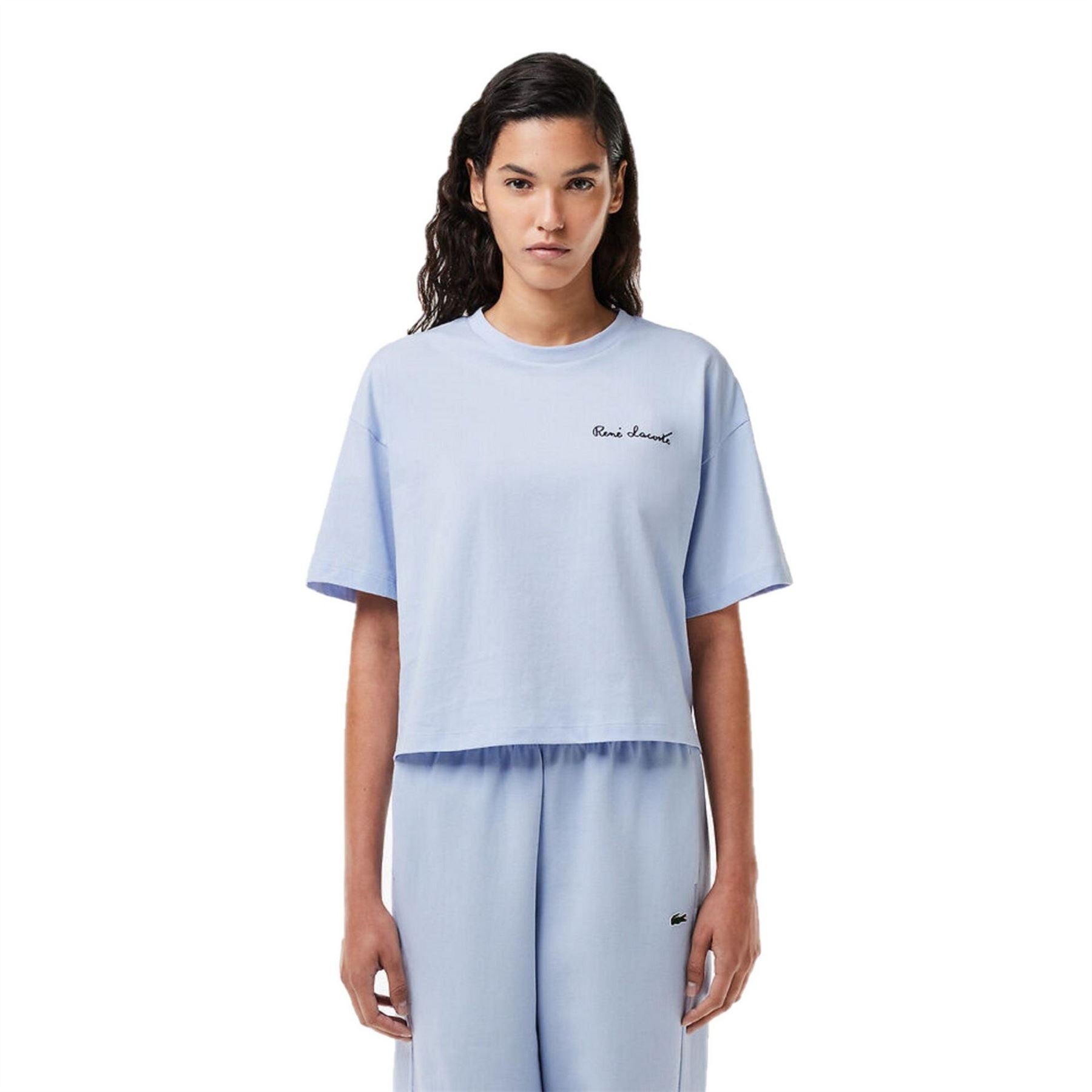 Lacoste Cropped Crew Neck Relaxed Fit T-Shirt