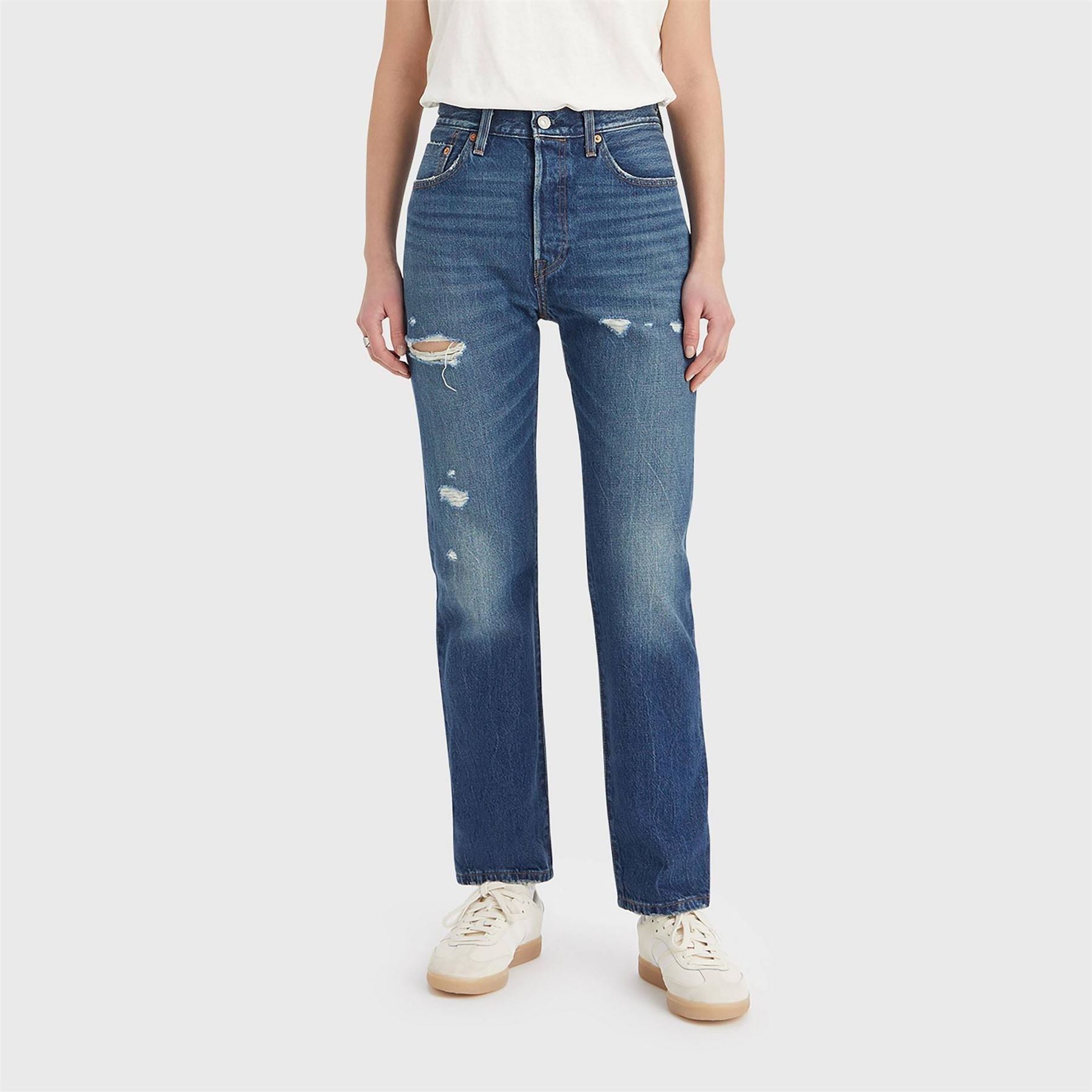Levis 501 Distressed Regular Fit Jeans