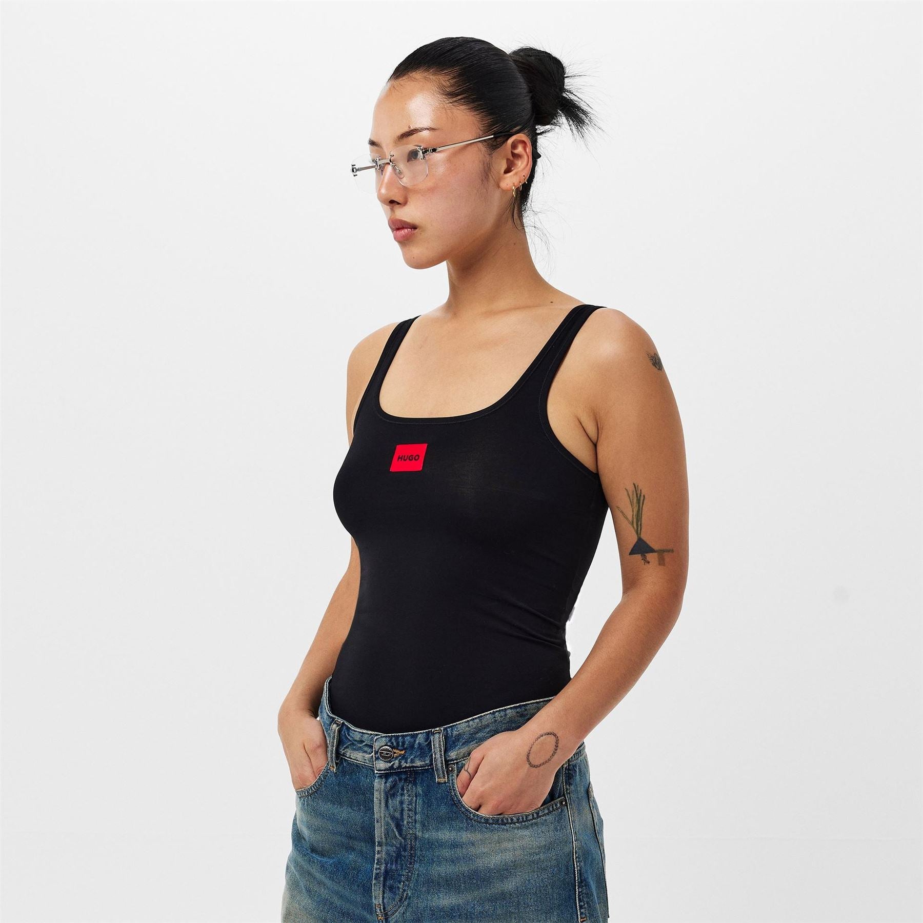 Boss Square Neck Sleeveless Spaghetti Strap Tank
