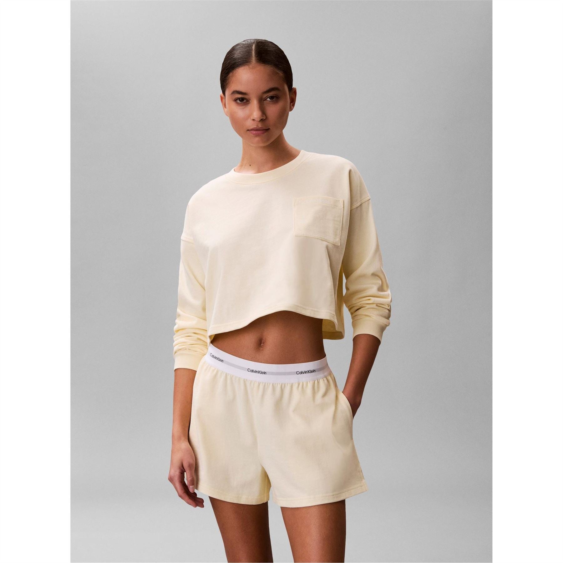 Calvin Klein Long Sleeve Cropped Crop Top