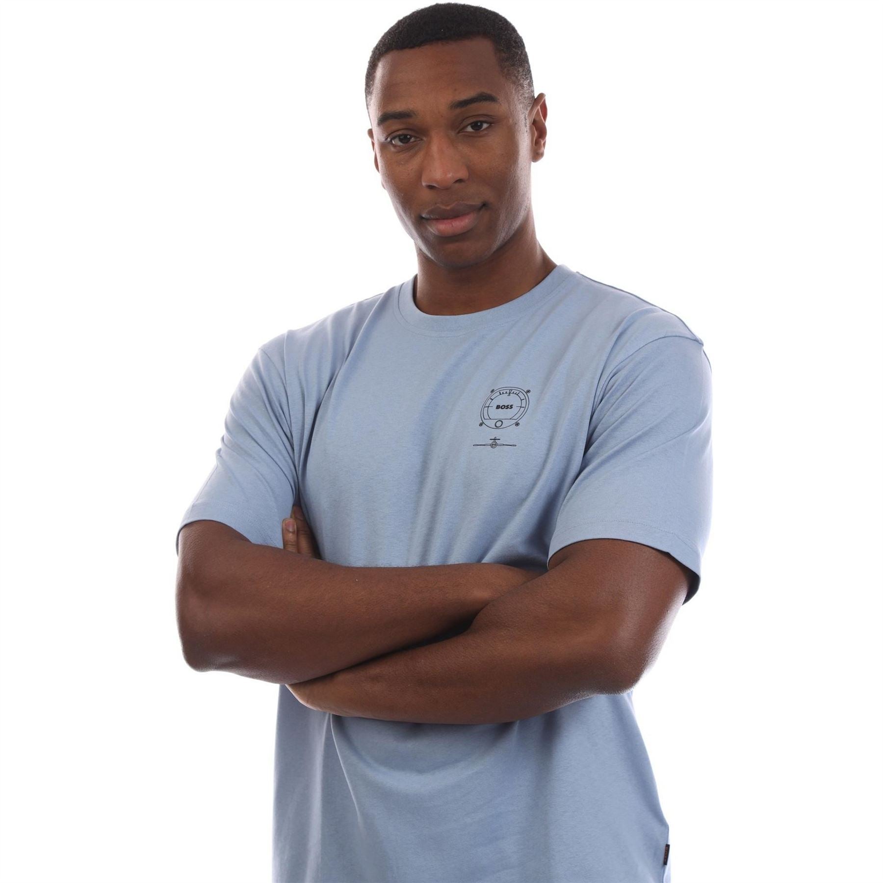 Boss Graphic Crew Neck Drop Shoulder Jersey T-Shirt