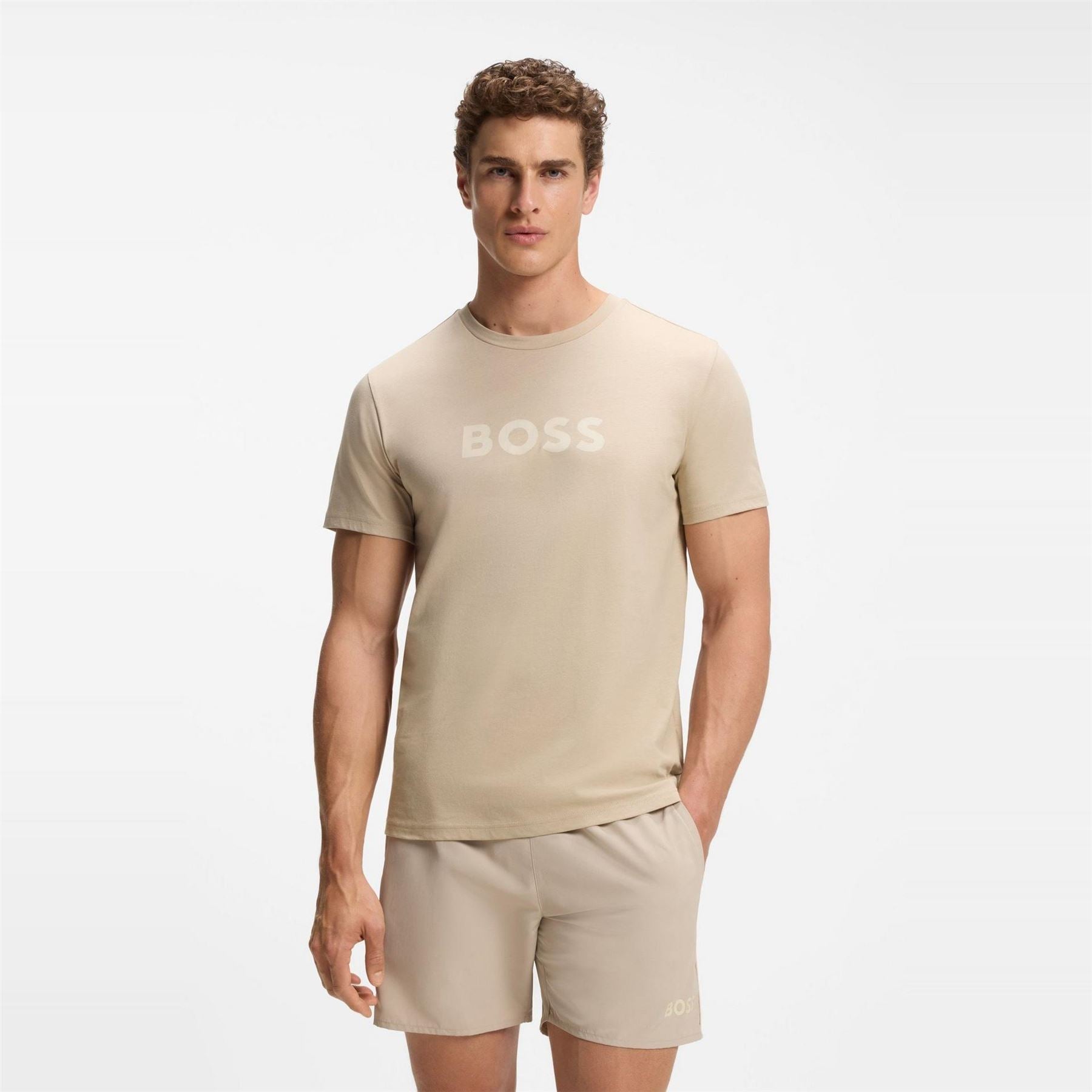Boss Wordmark Central Logo Crew Neck Short Sleeve T-Shirt