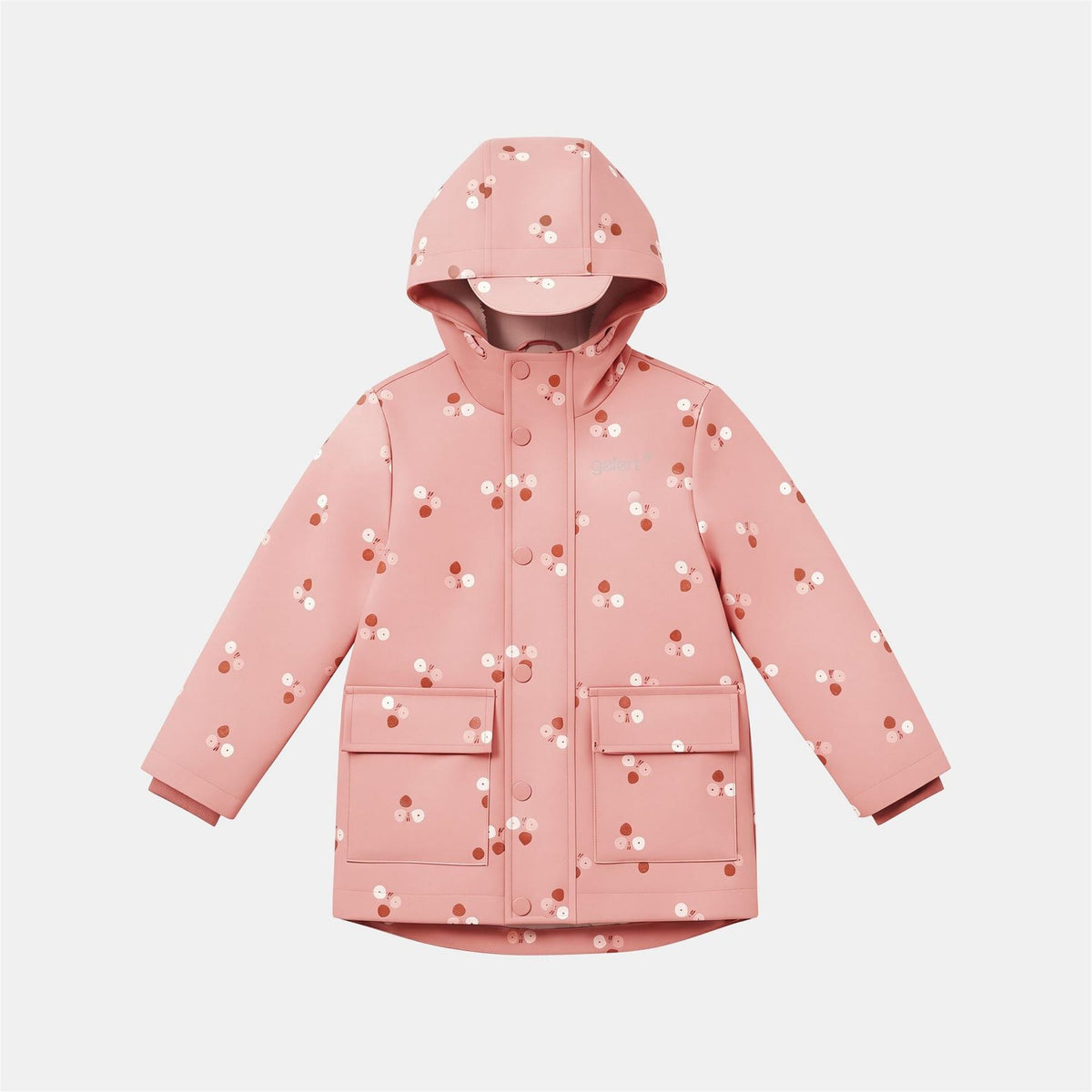 Gelert Leopard Patterned Hooded Snap Button Ribbed Cuff Rain Jacket