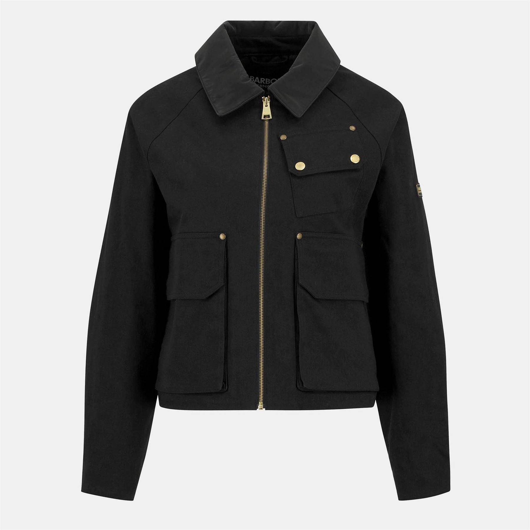 Barbour International Warlock Heavy Cotton Faux Velvet Collar Boxy Coach Jacket