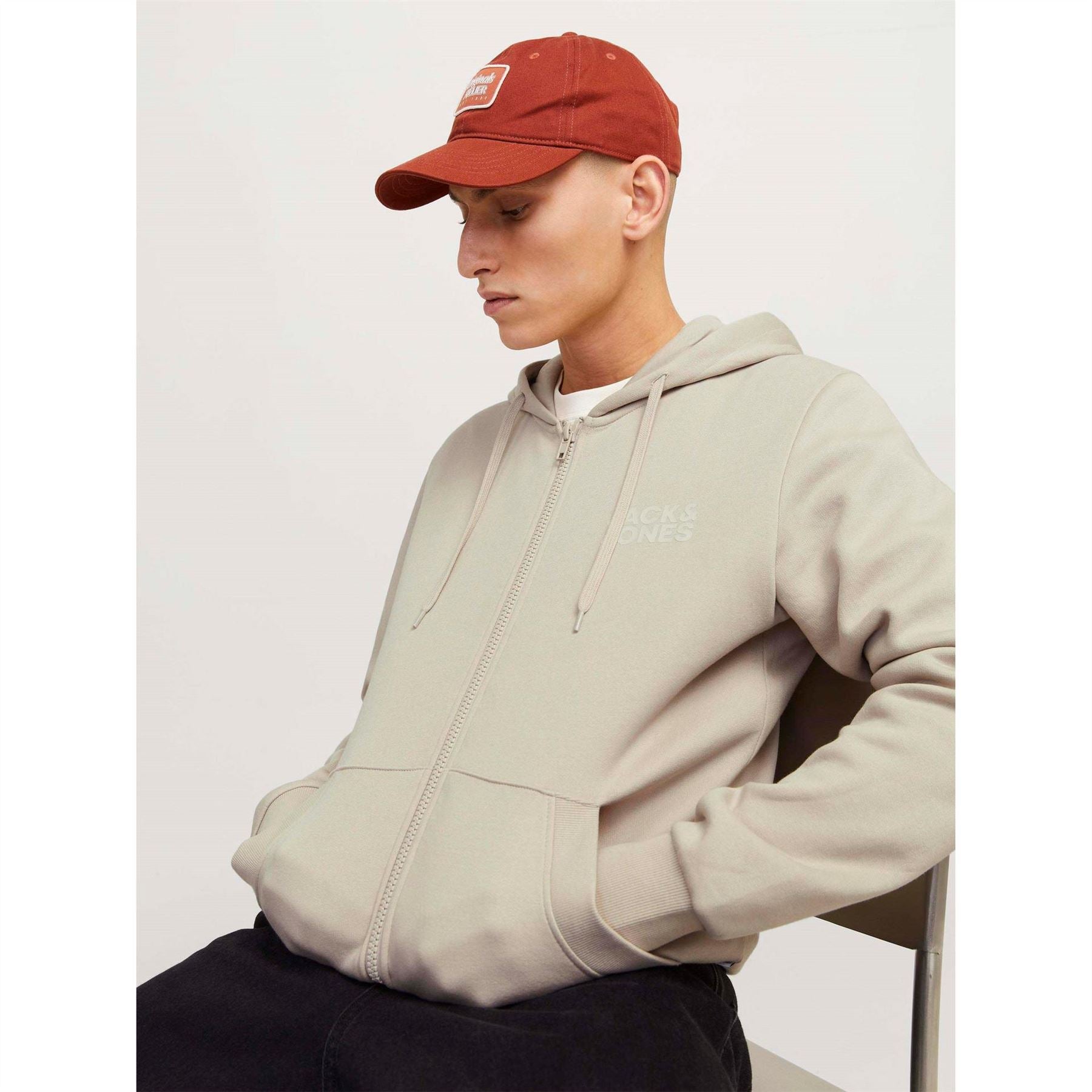 Jack and Jones Mens Corp Logo Sweat Zip Hood