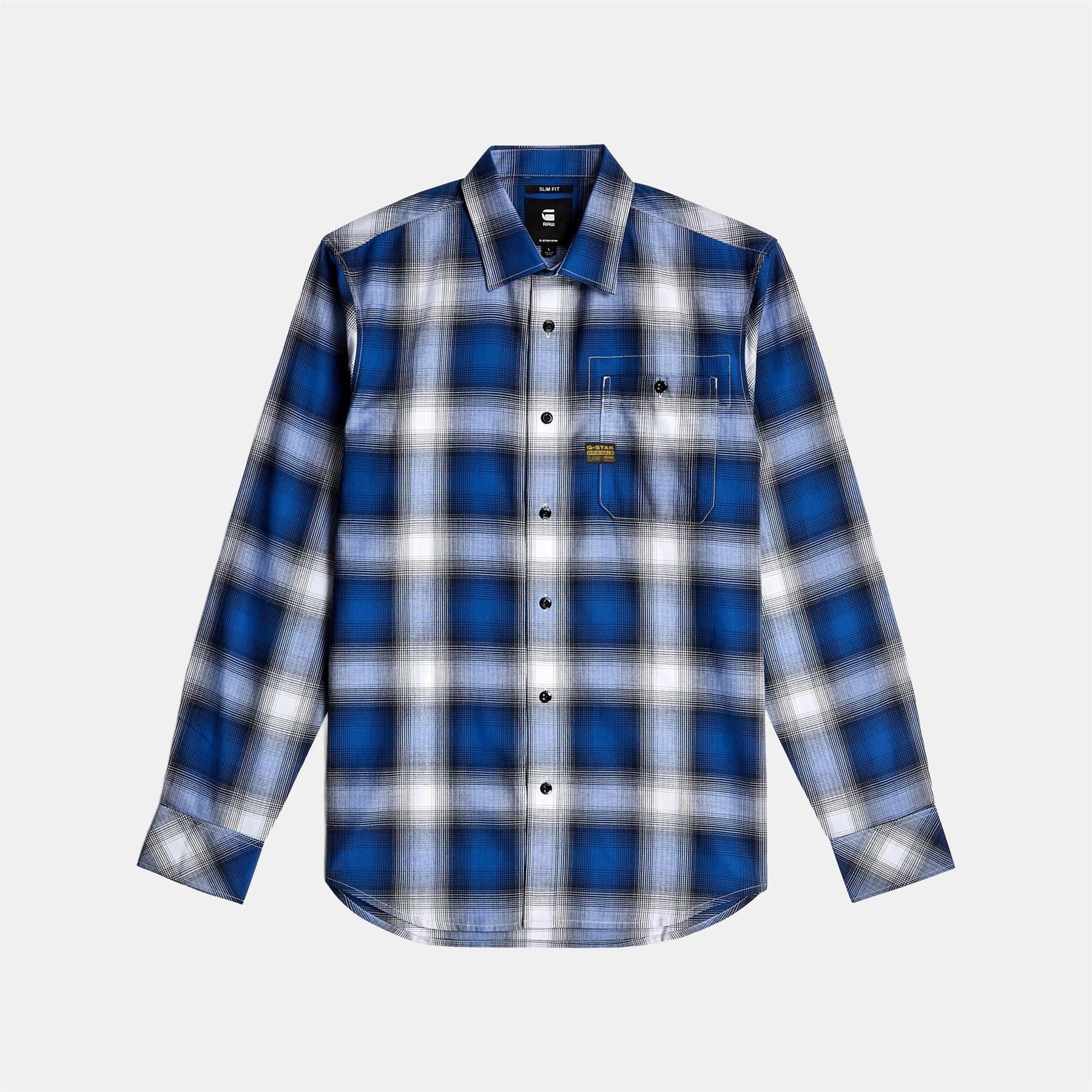 G Star Logo Badge Collared Neck Long Sleeve Shirt