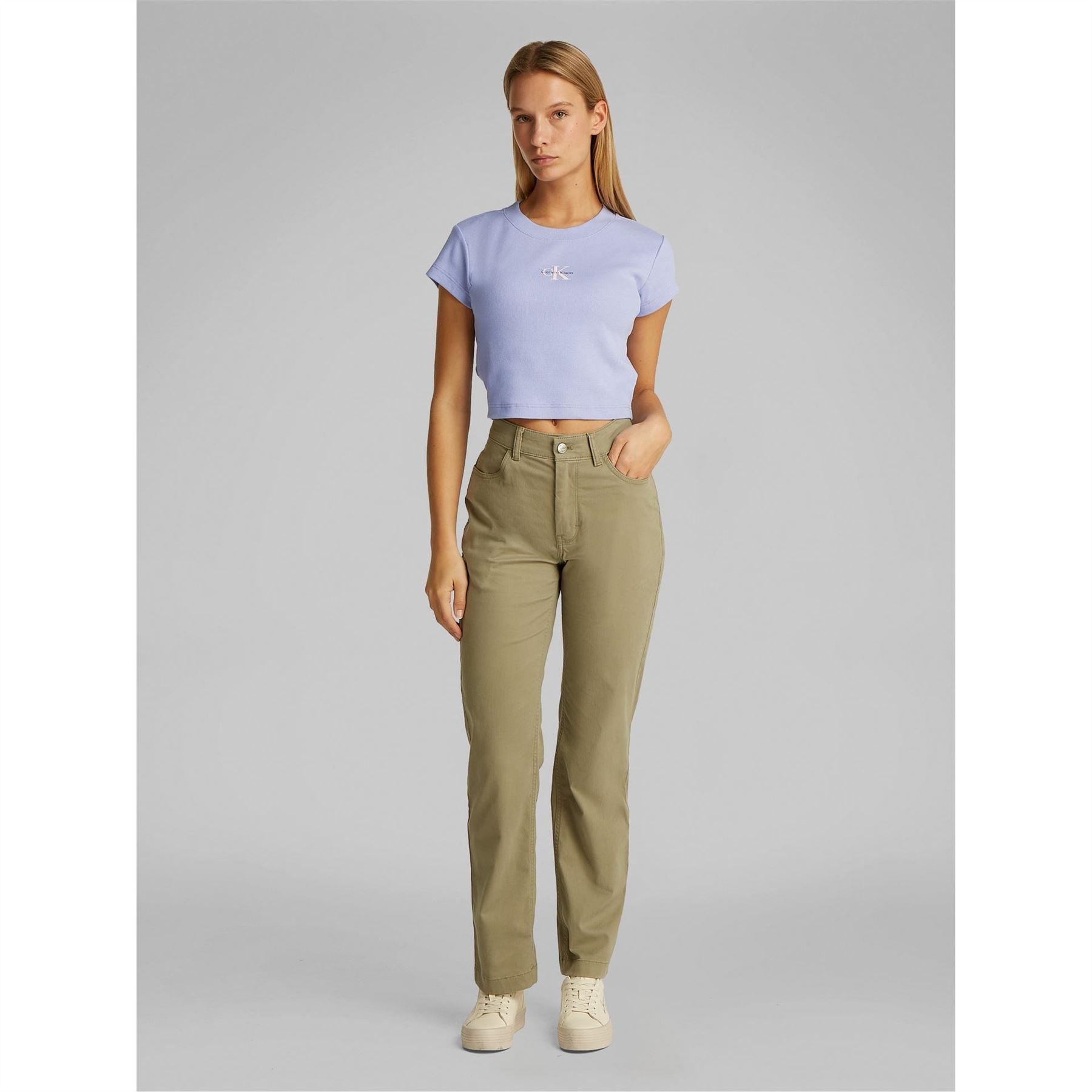 Calvin Klein Jeans Cropped Slim Fit Crew Neck T-Shirt