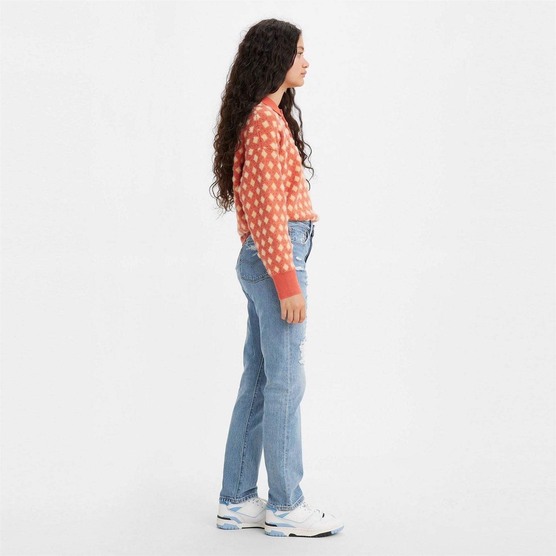 Levis 501 Distressed Regular Fit Jeans
