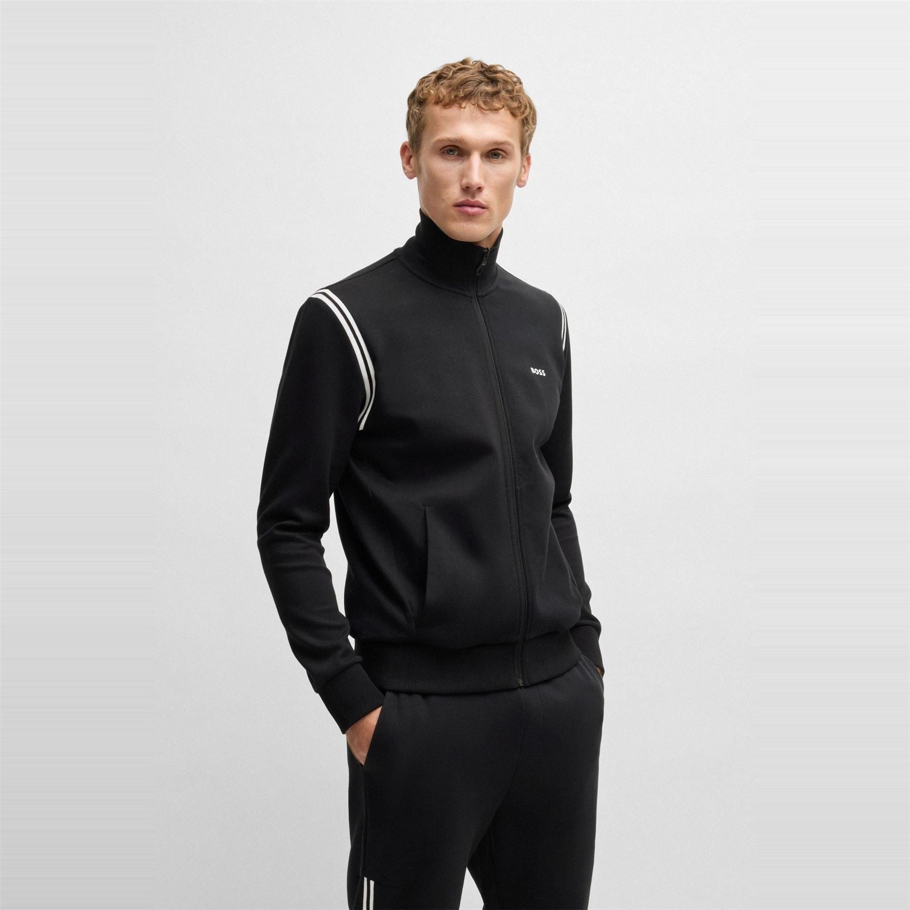 Boss Zip Neck Long Sleeve Sweatshirt Jogger Full Tracksuit