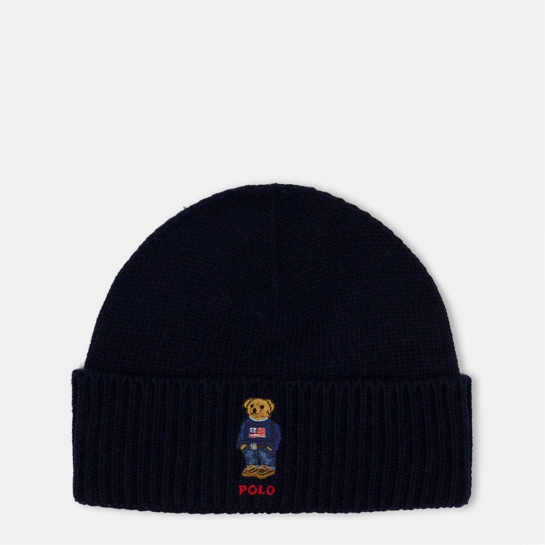Polo Ralph Lauren Wool Blend Bear Scarf And Beanie Gift Box Winter Set