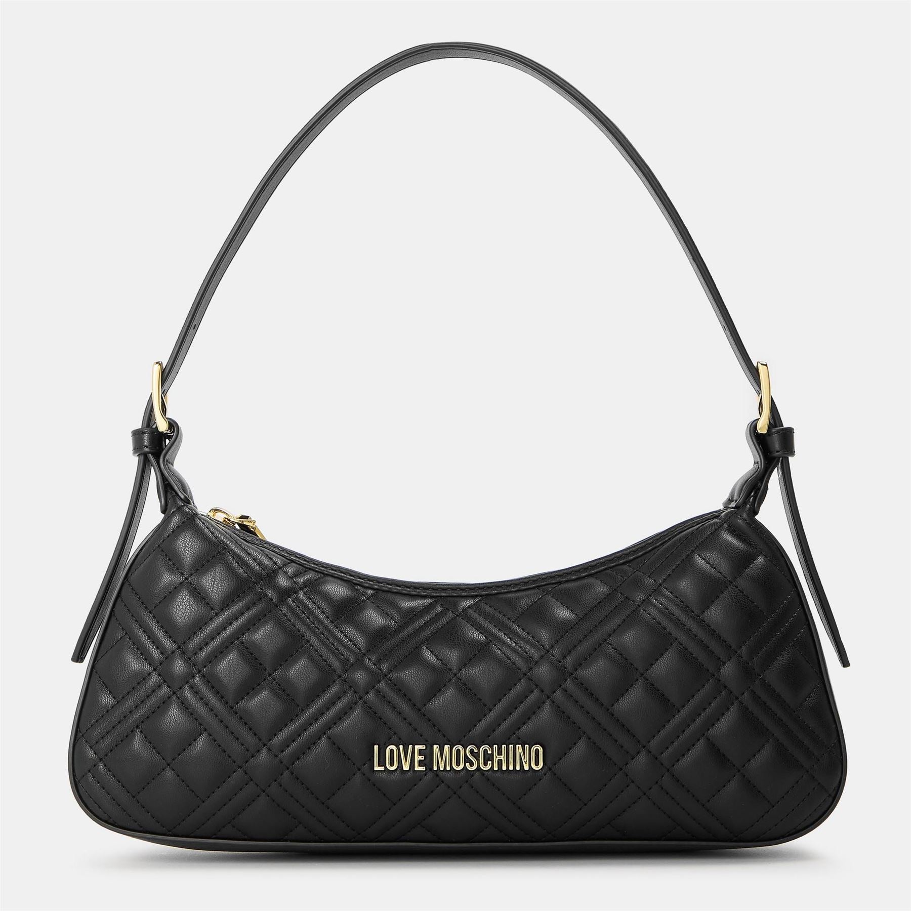 Love Moschino Superq Shoulder Geometric Patterned Crescent Baguette Bag