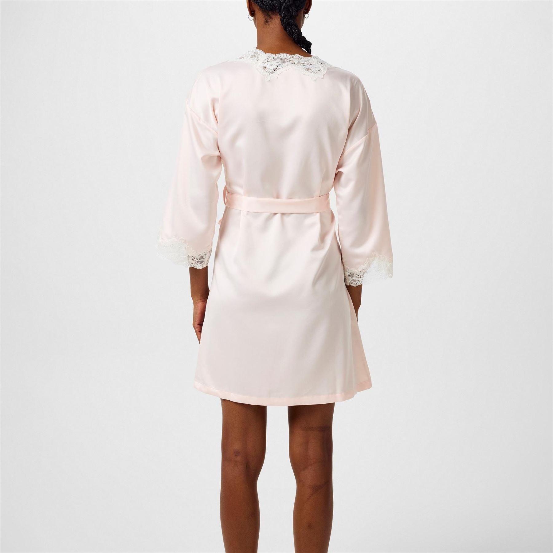 Lauren by Ralph Lauren Lace Trimmed Satin Dressing Gown