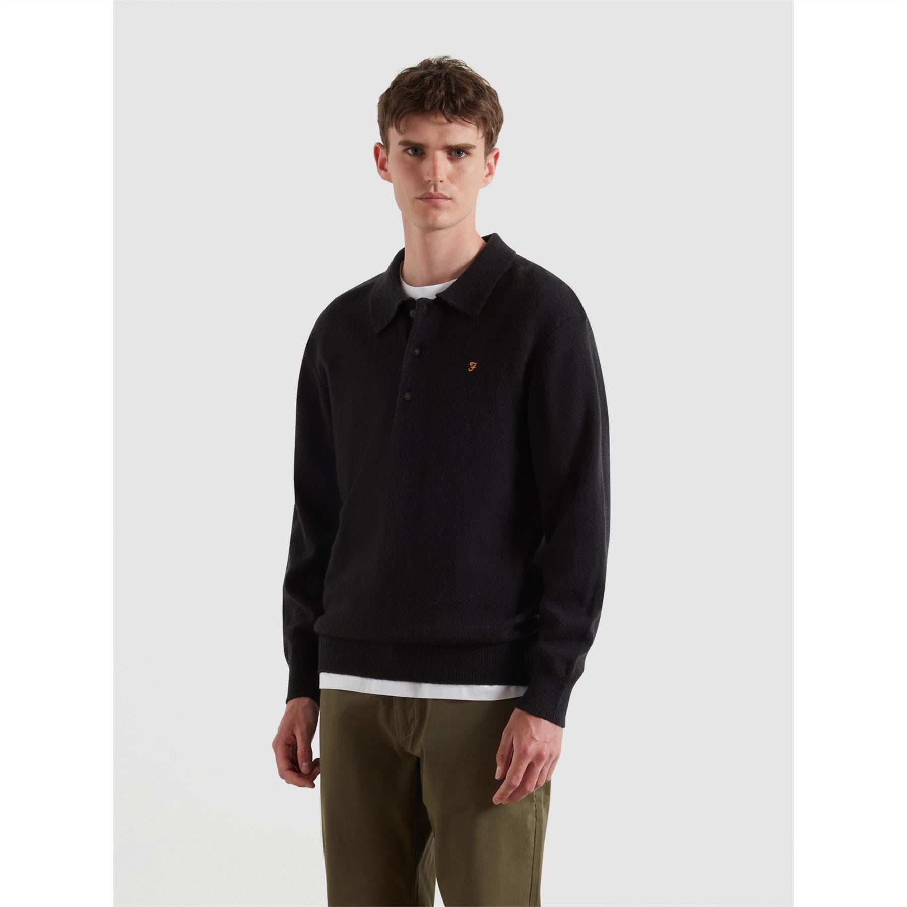 Farah Matson Lambswool Knit Quarter Zip Top