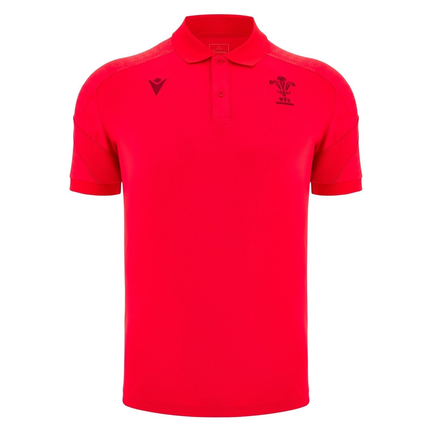 Macron Wales Rugby Travel Polo Shirt 2025 Adults