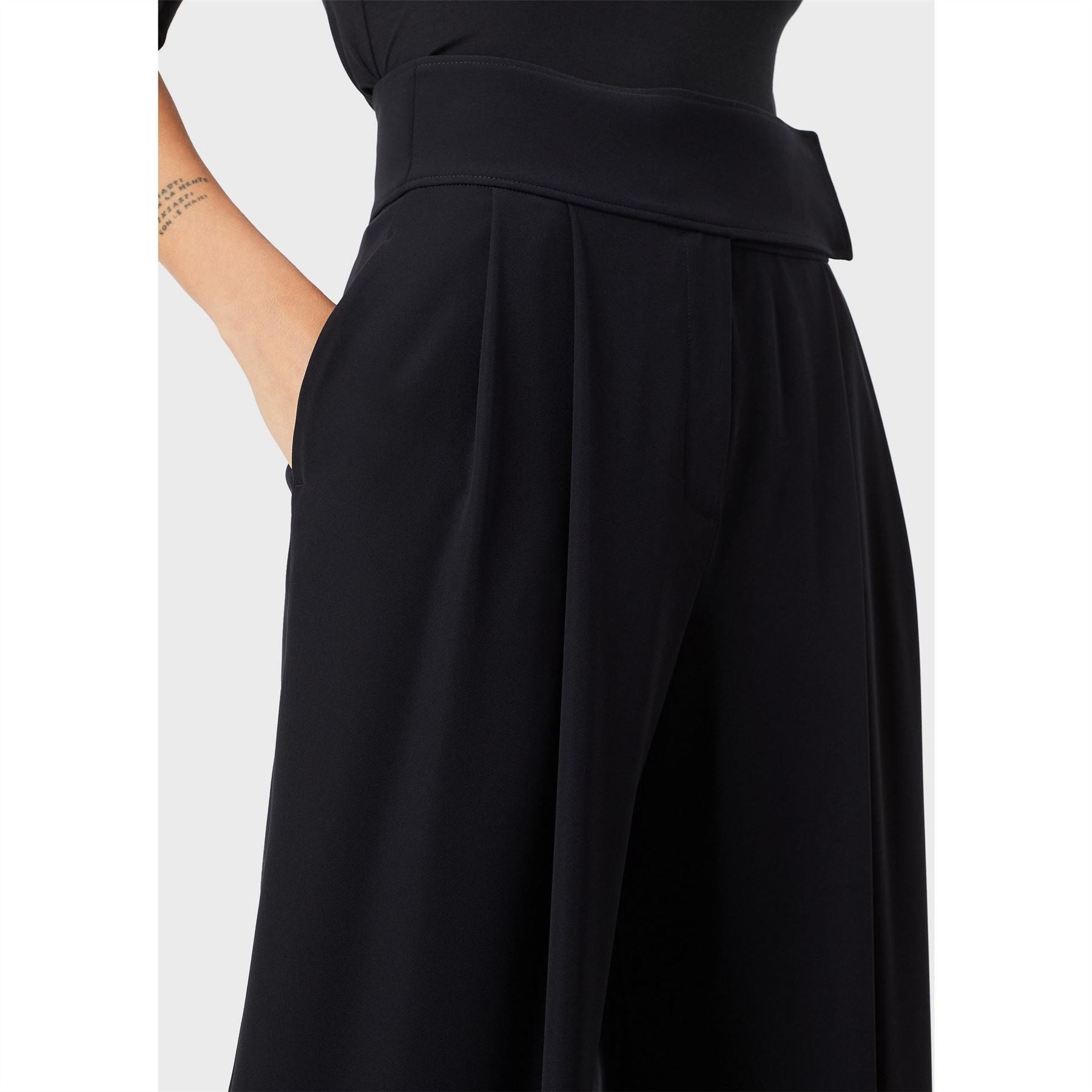 Emporio Armani More Self Love Slogan Wide Leg Trousers