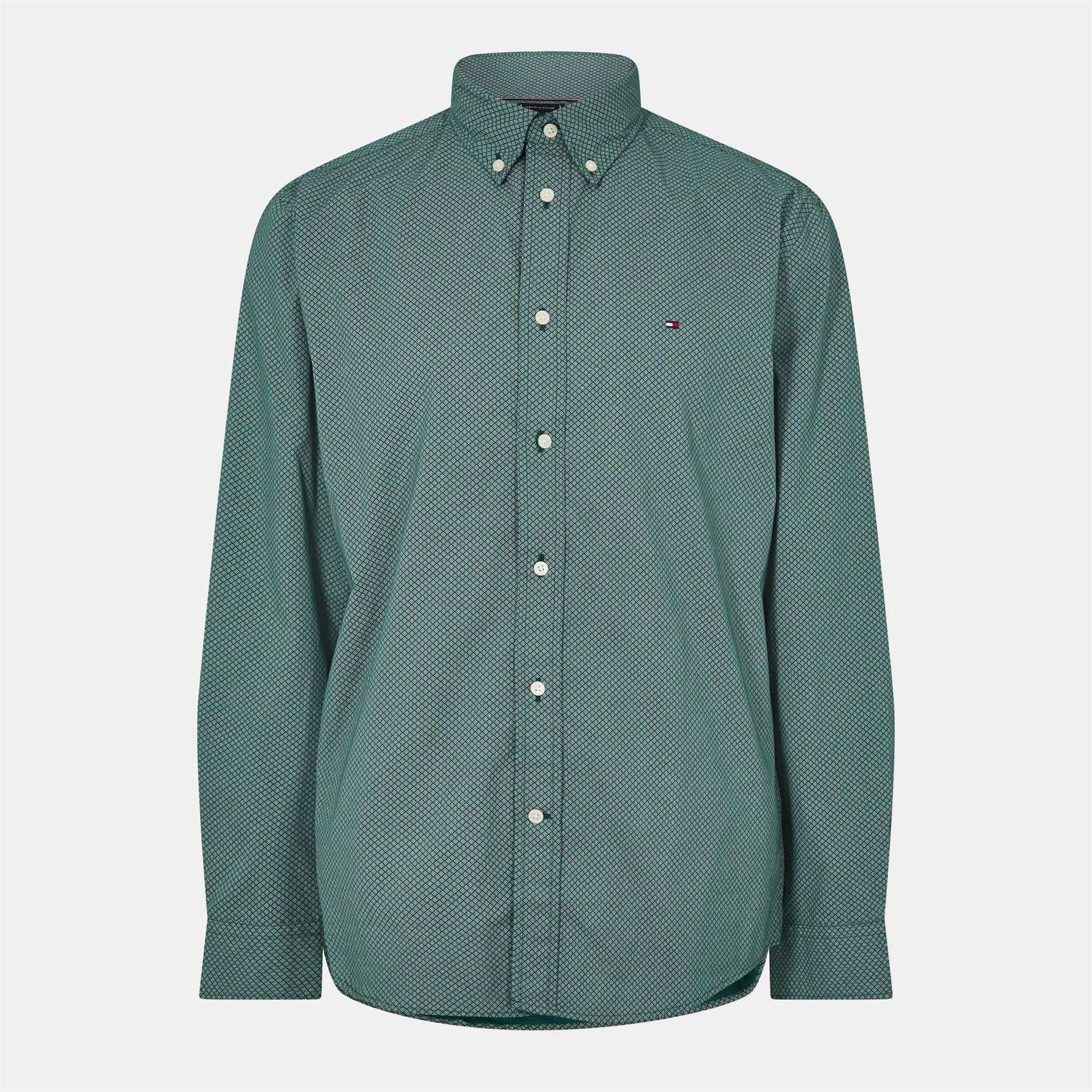 Tommy Hilfiger Embroidered Collared Neck Long Sleeve Shirt