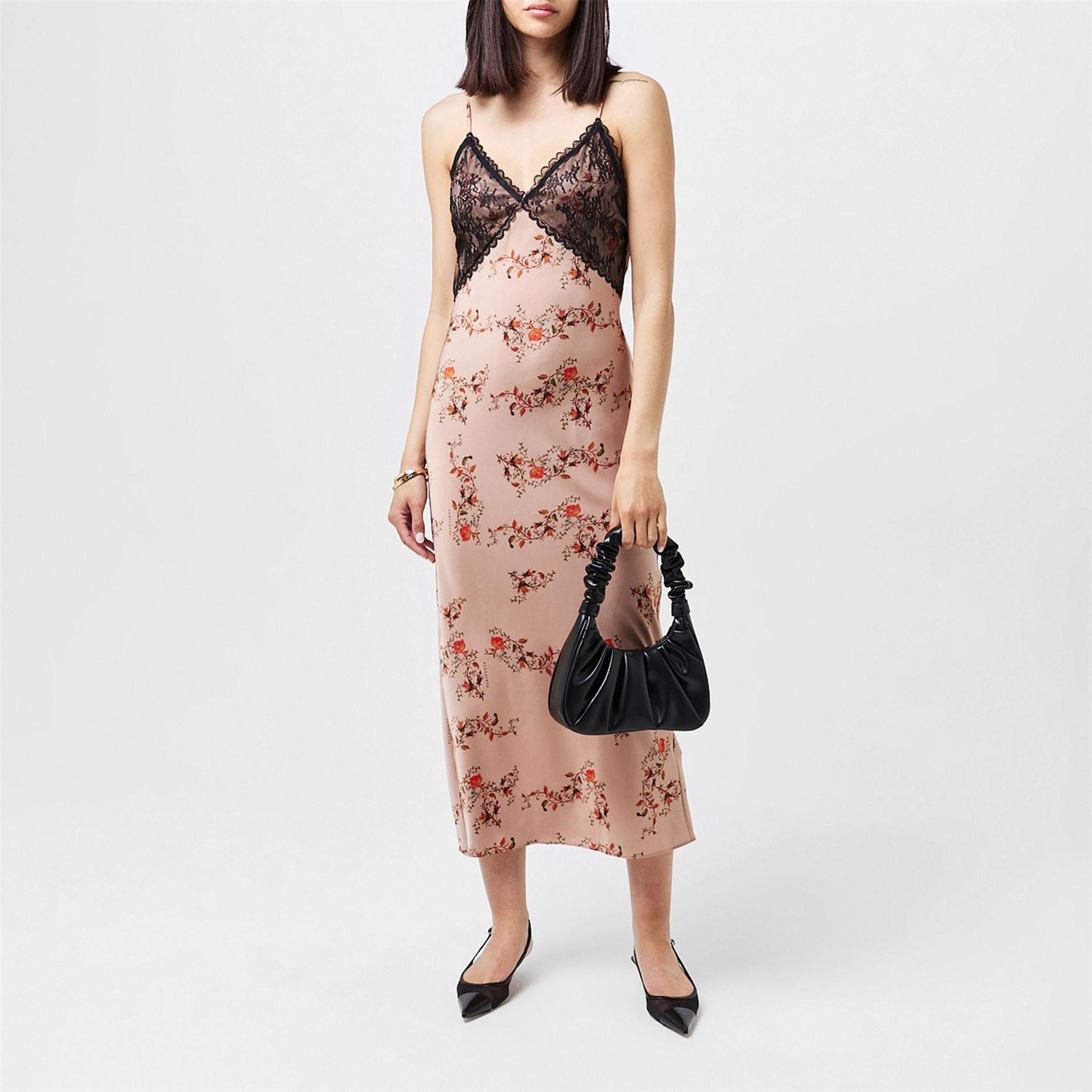 AllSaints Immy Oto V-Neck Maxi Slip Dress