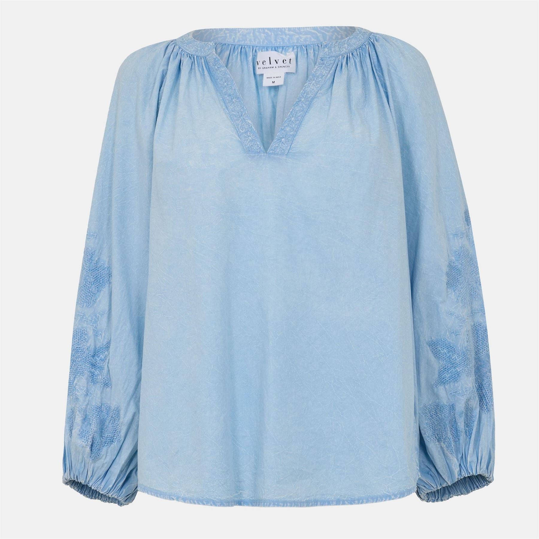 Velvet by Graham and Spencer Regular Fit V-Neck Bishop Sleeve Blouse