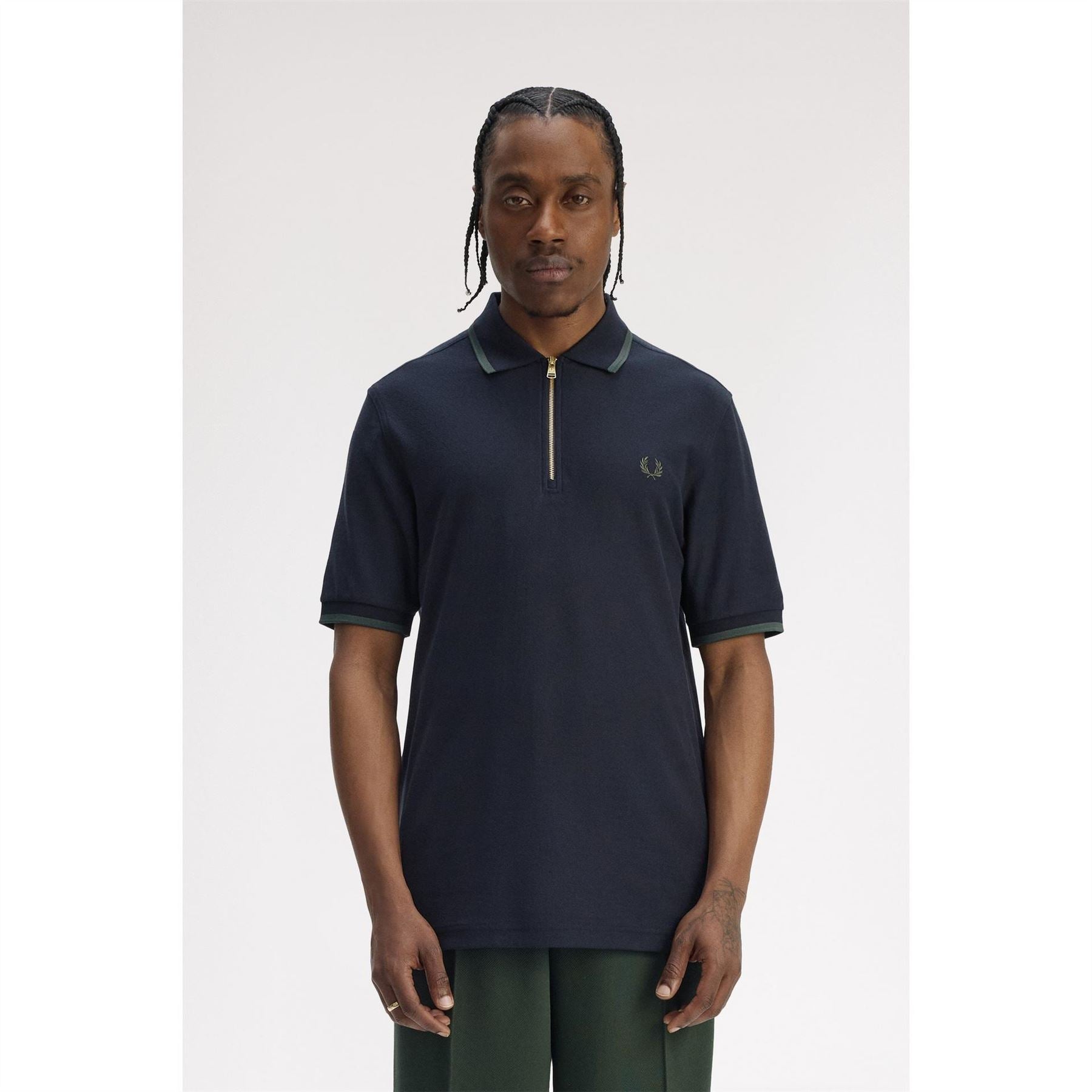 Fred Perry Crepe Zipped Short Sleeve Polo Shirt