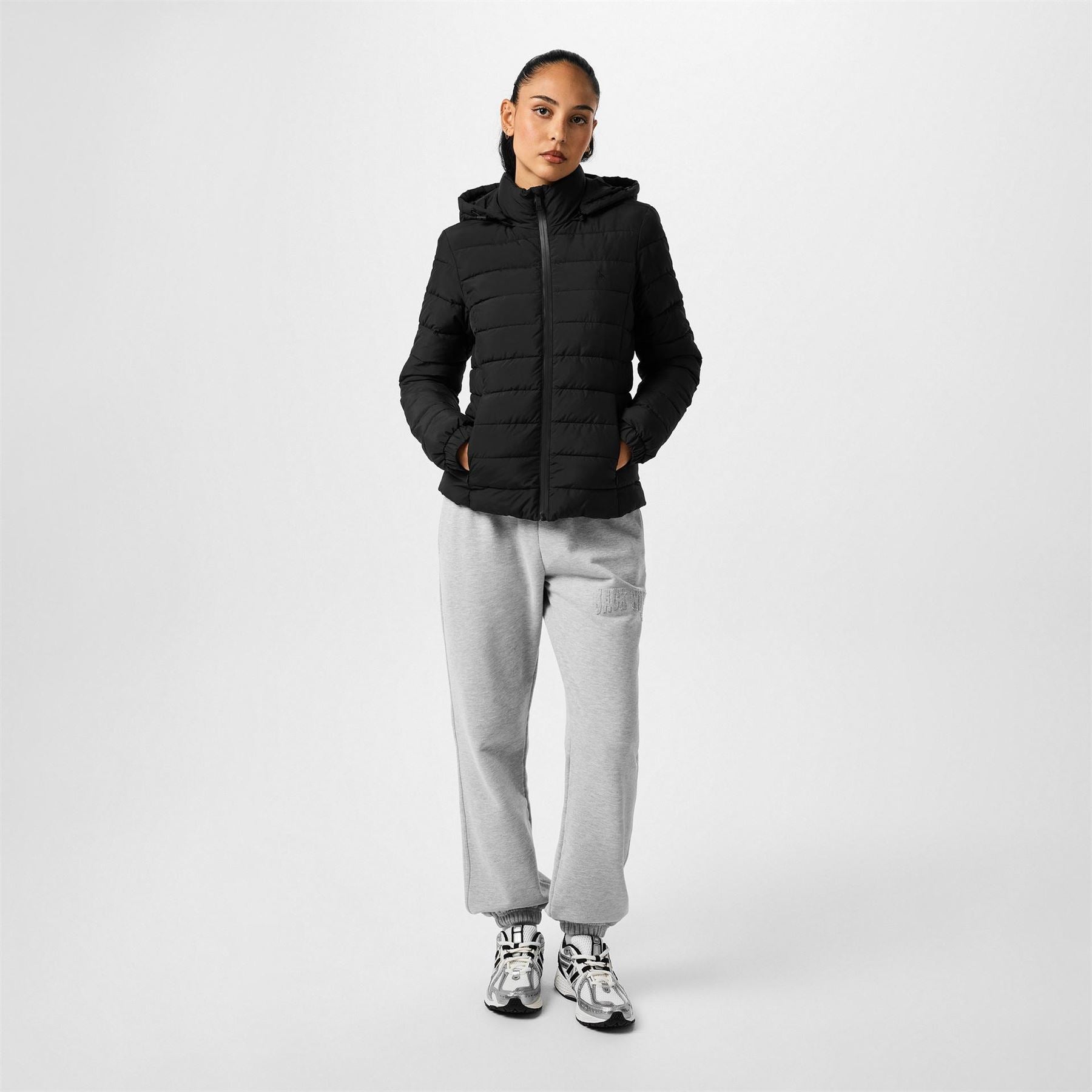 Jack Wills Luna Water Resistant Wind Resistant Detachable Hood Short Puffer Jacket