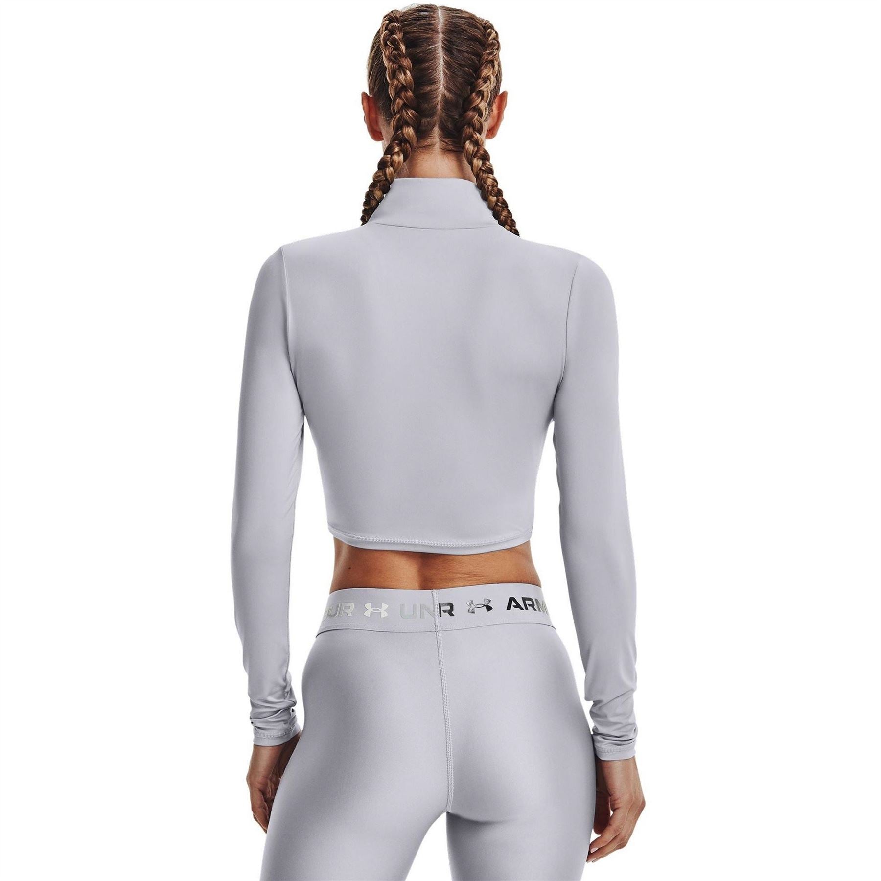 Under Armour Shine Crop Quarter Zip Fleece Top