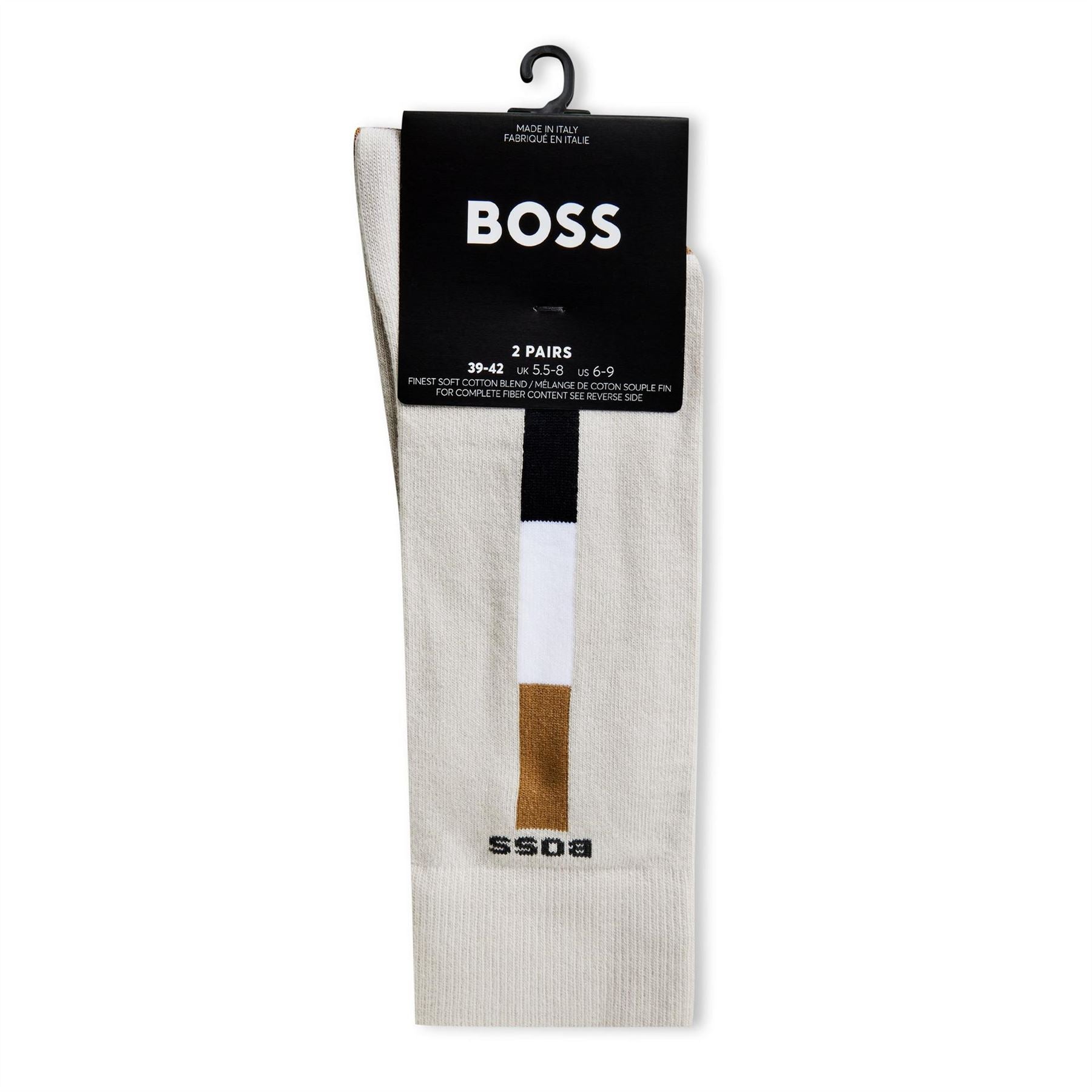 Boss 2 Pack Iconic Stripe Lettering Crew Socks