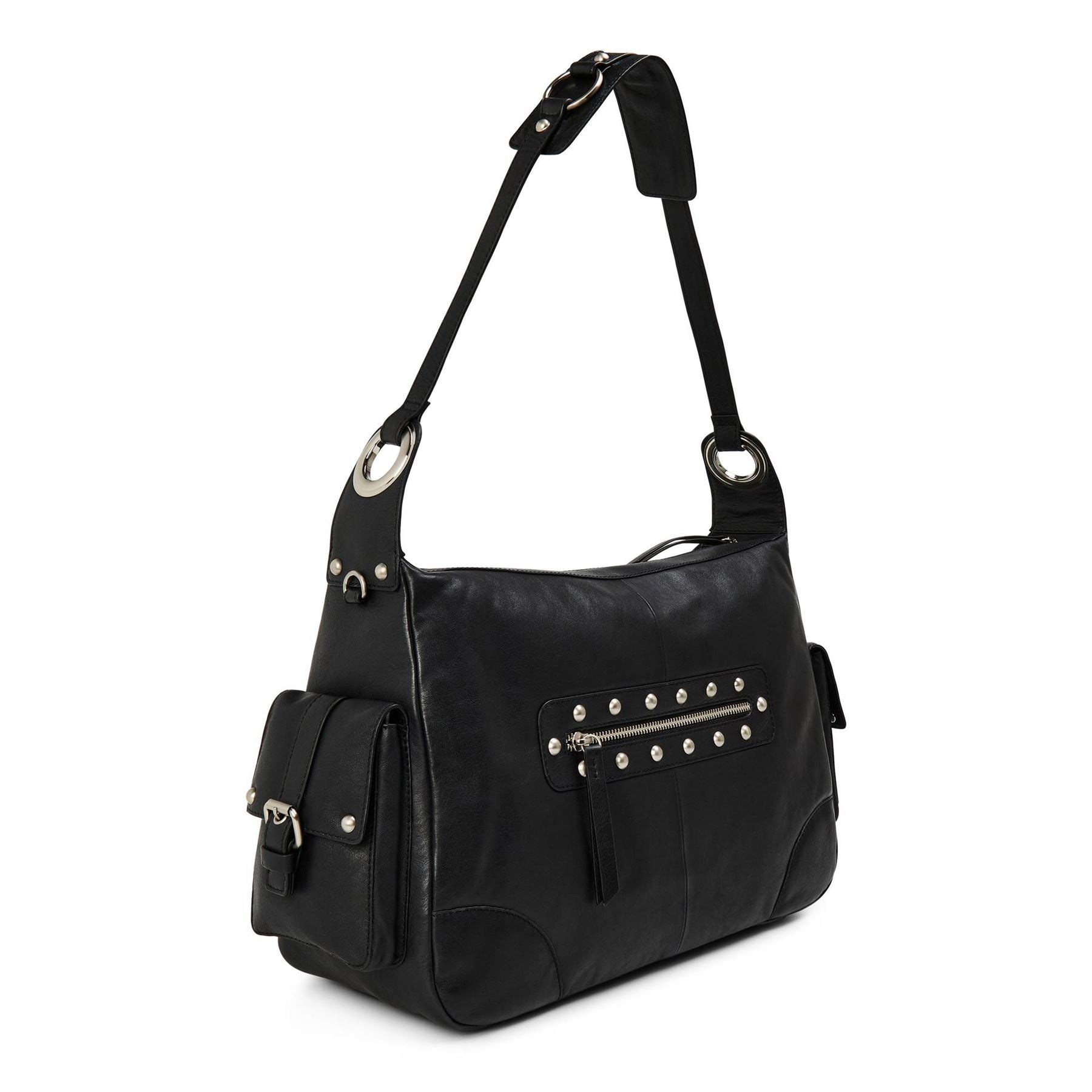 Kangol Studded Hobo Handbag with Metal Logo