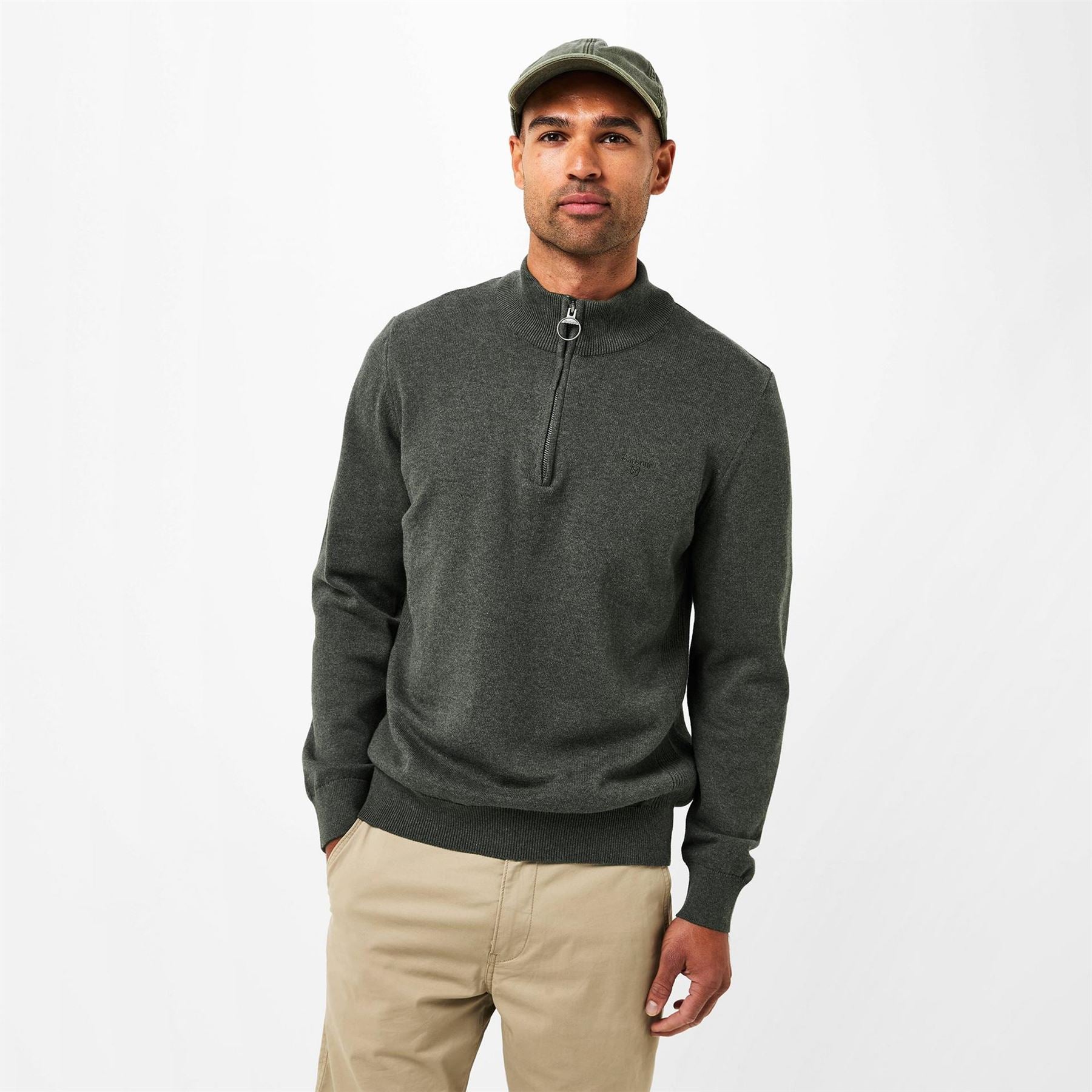 Barbour Half Zip Cotton Knitted Jumper
