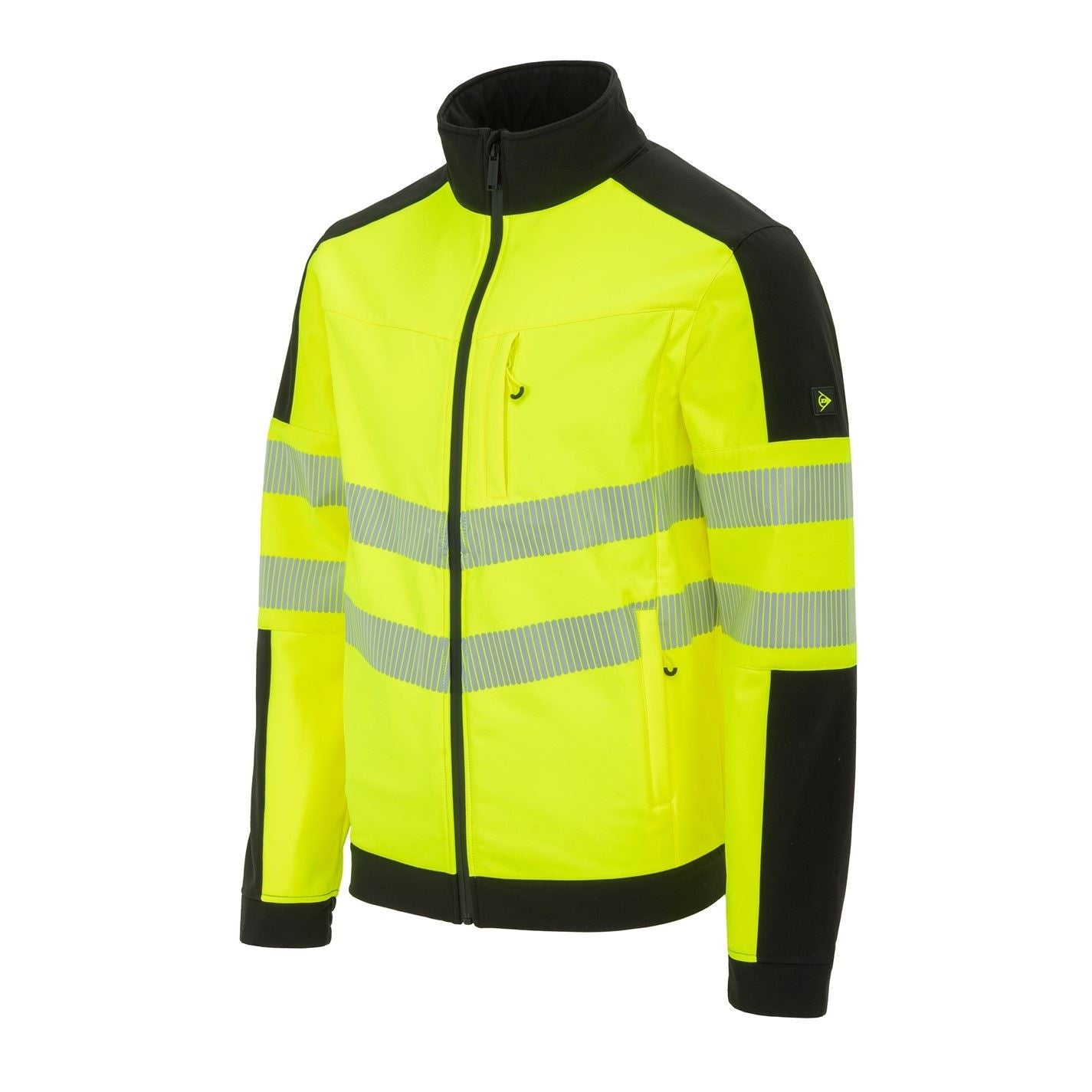 Dunlop Softshell Waterproof Wind Resistant Reflective Hi Vis Jacket