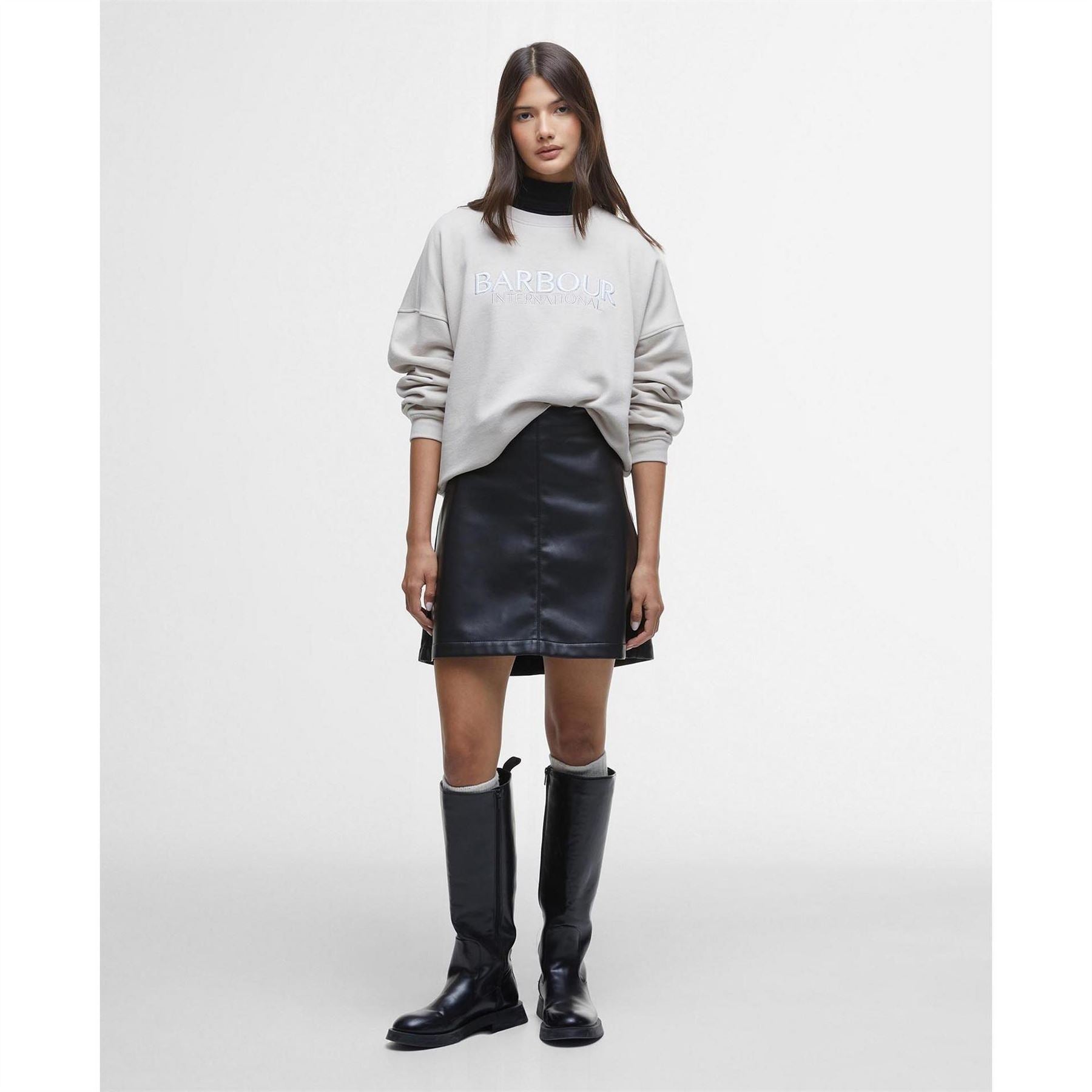 Barbour International Faux Leather Mini Skirt