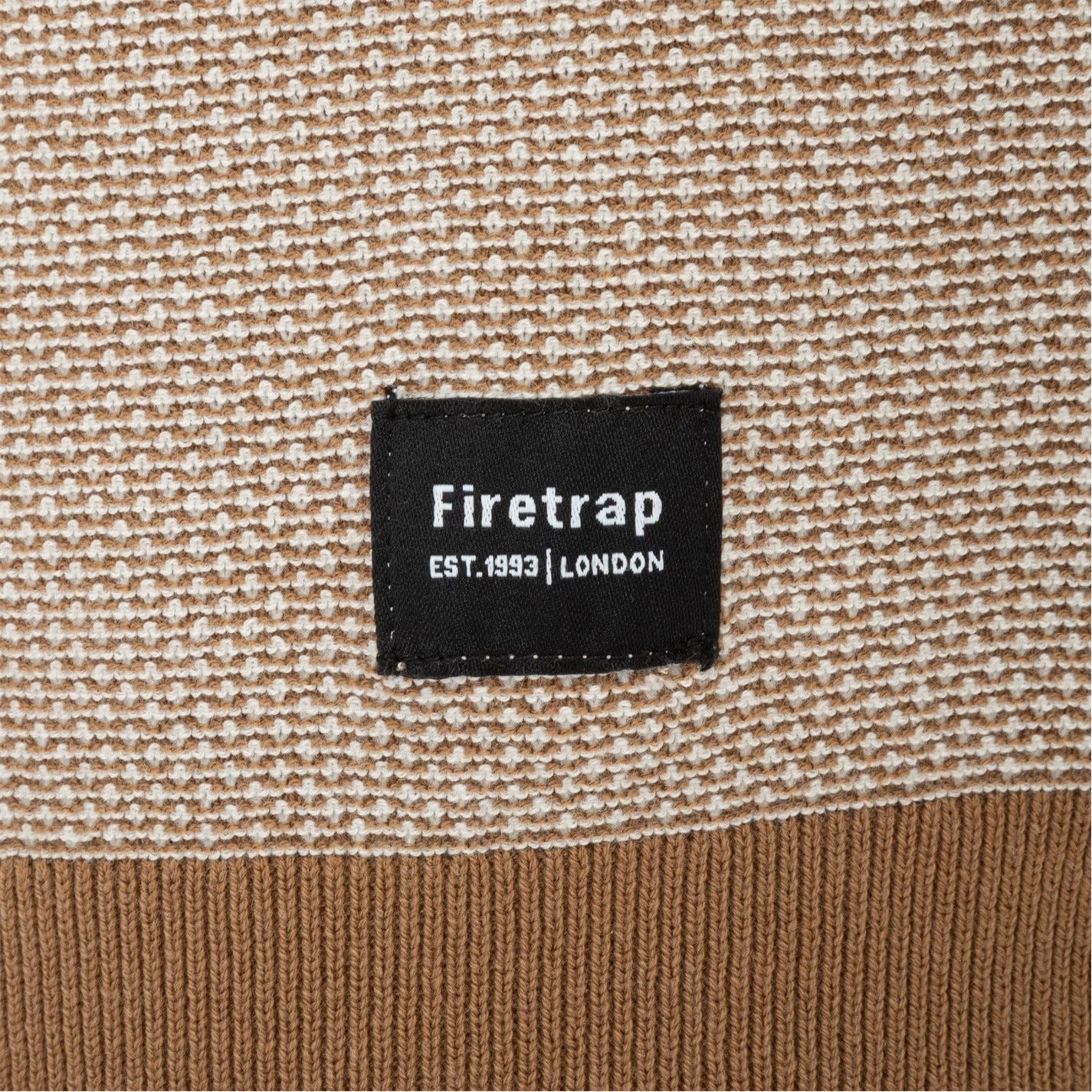 Firetrap Mens Quarter Short Sleeve Ribbed Knit Button Polo