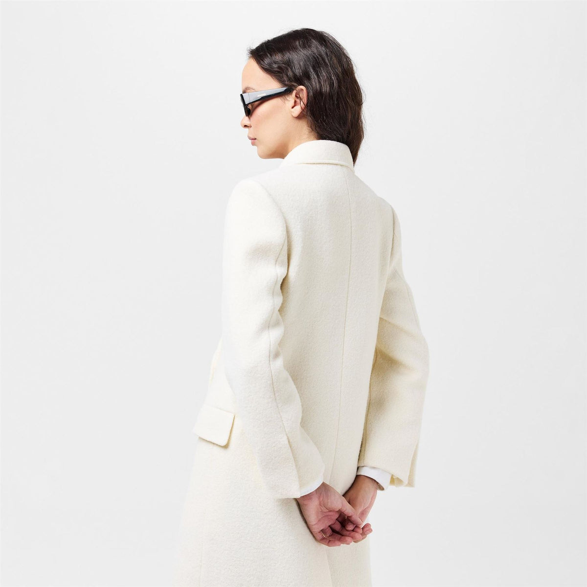 Lacoste Solid Patterned Double Button Lapel Collared Over Coat
