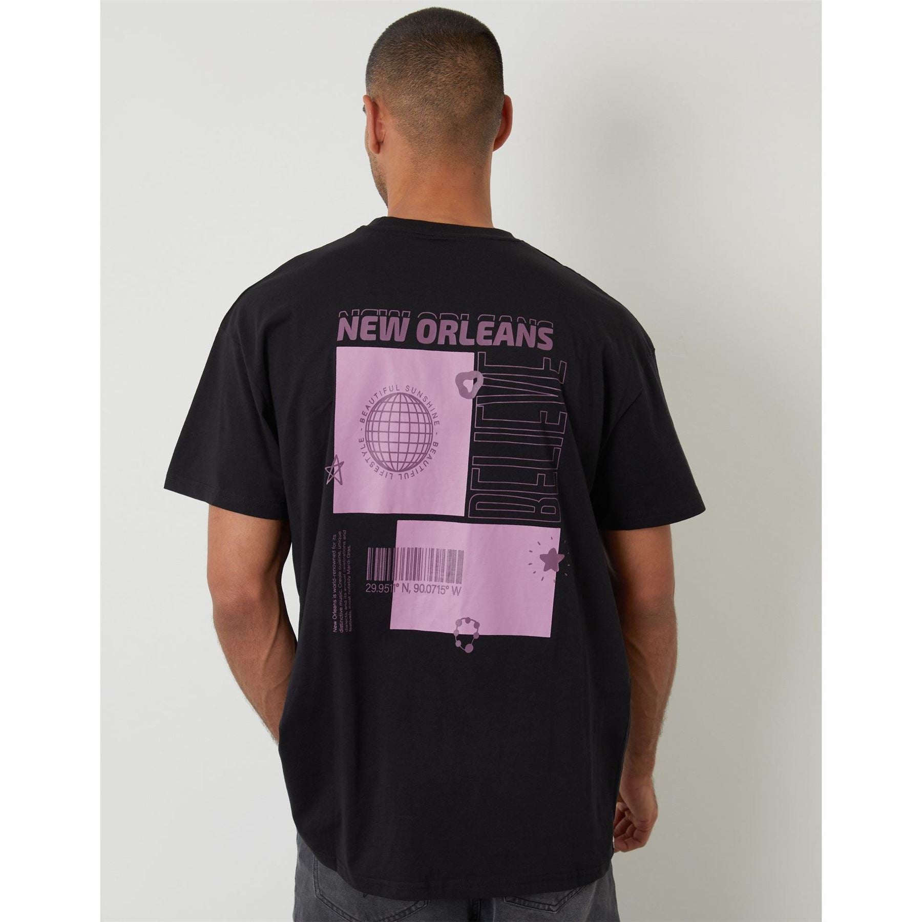 Threadbare Neville Globe Lettering Graphic T-Shirt