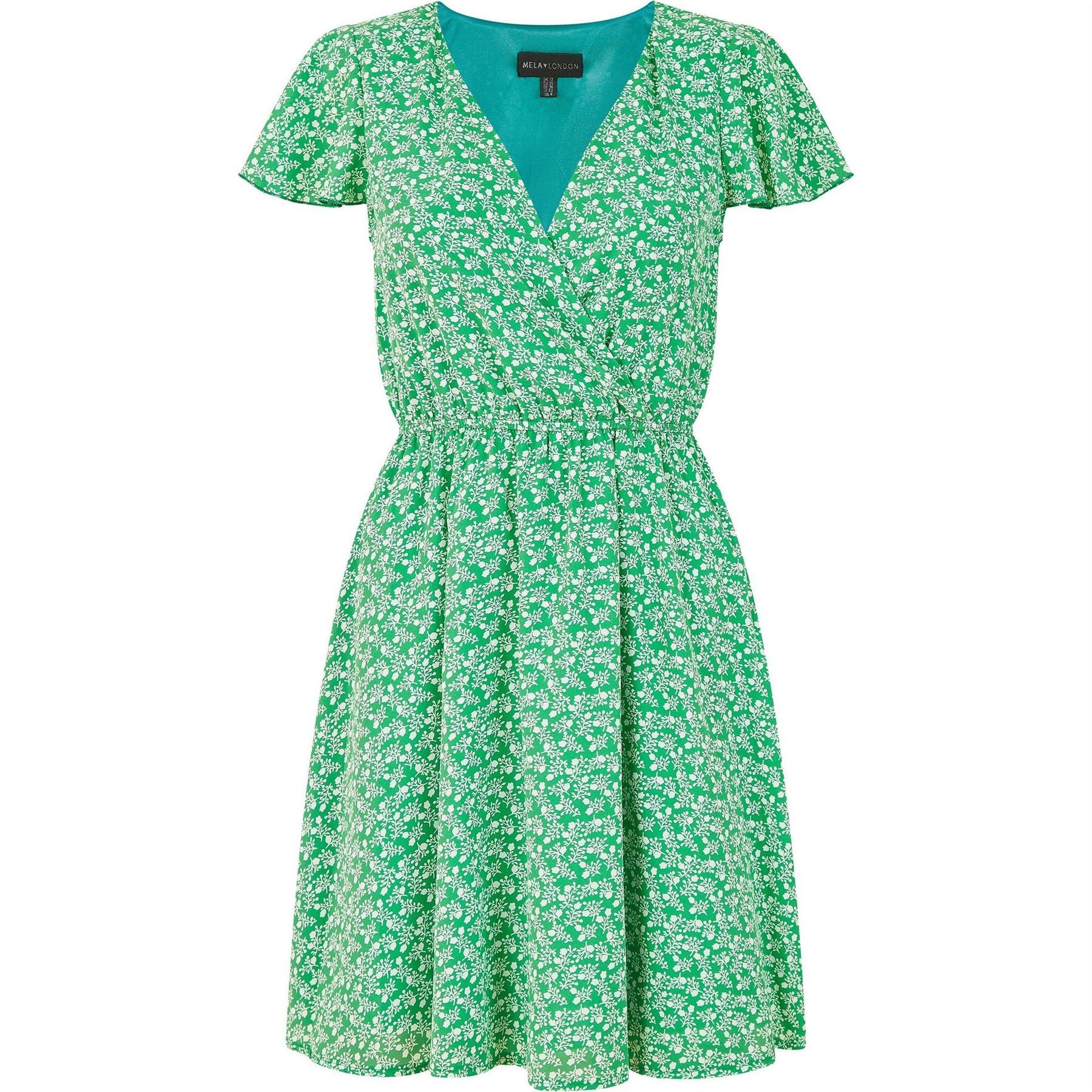 Mela London Ditsy Print Wrap Skater Dress