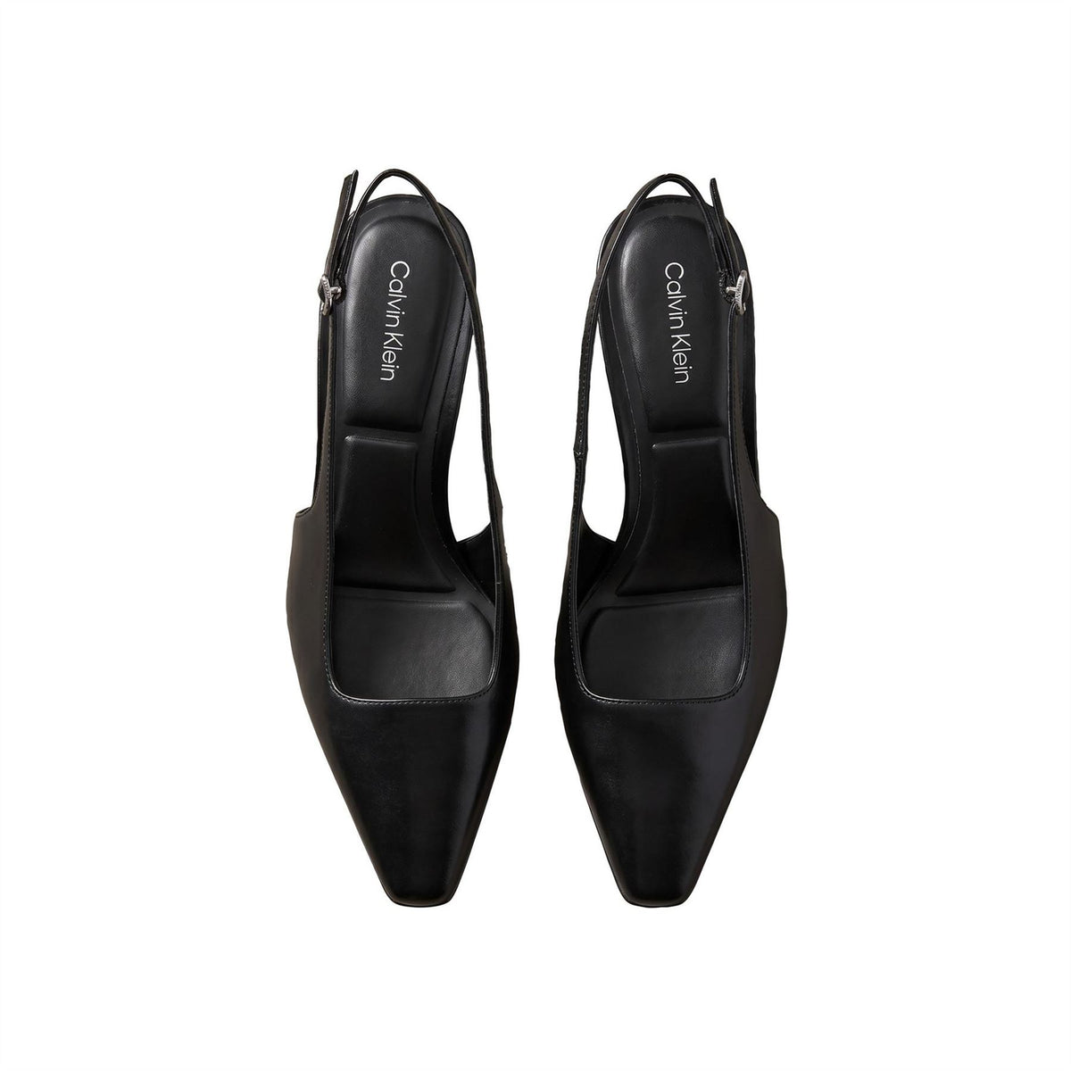 Calvin Klein Leather Kitten Heel Square Toe Mules