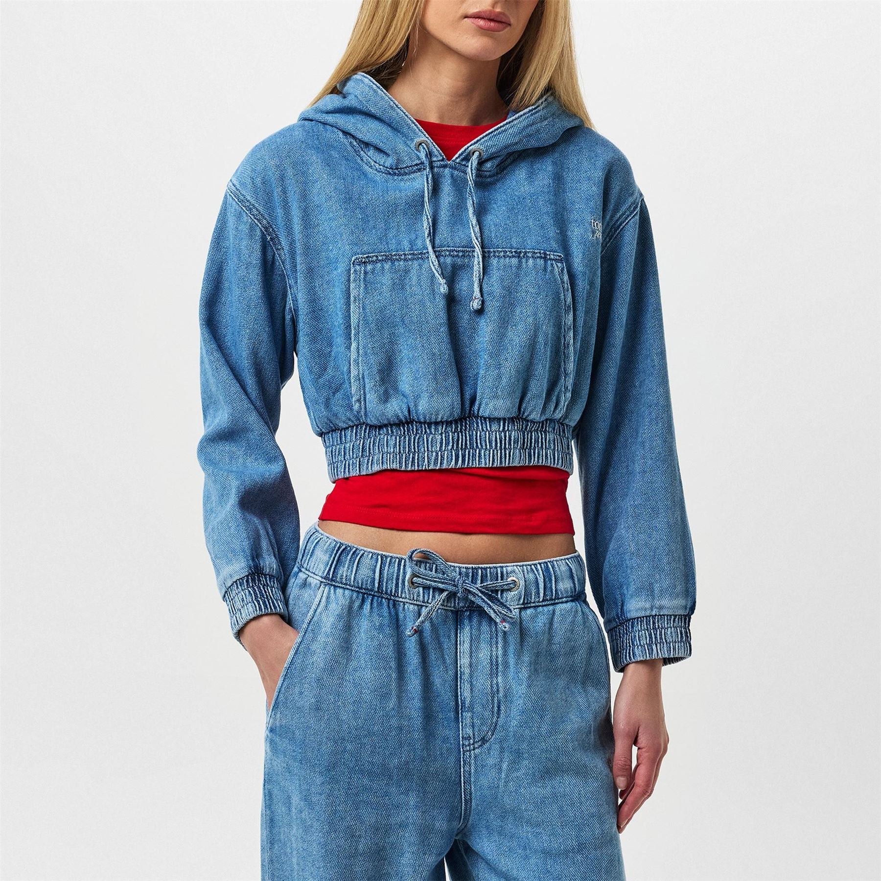 Tommy Jeans Cropped Hooded Denim Sweatshirt