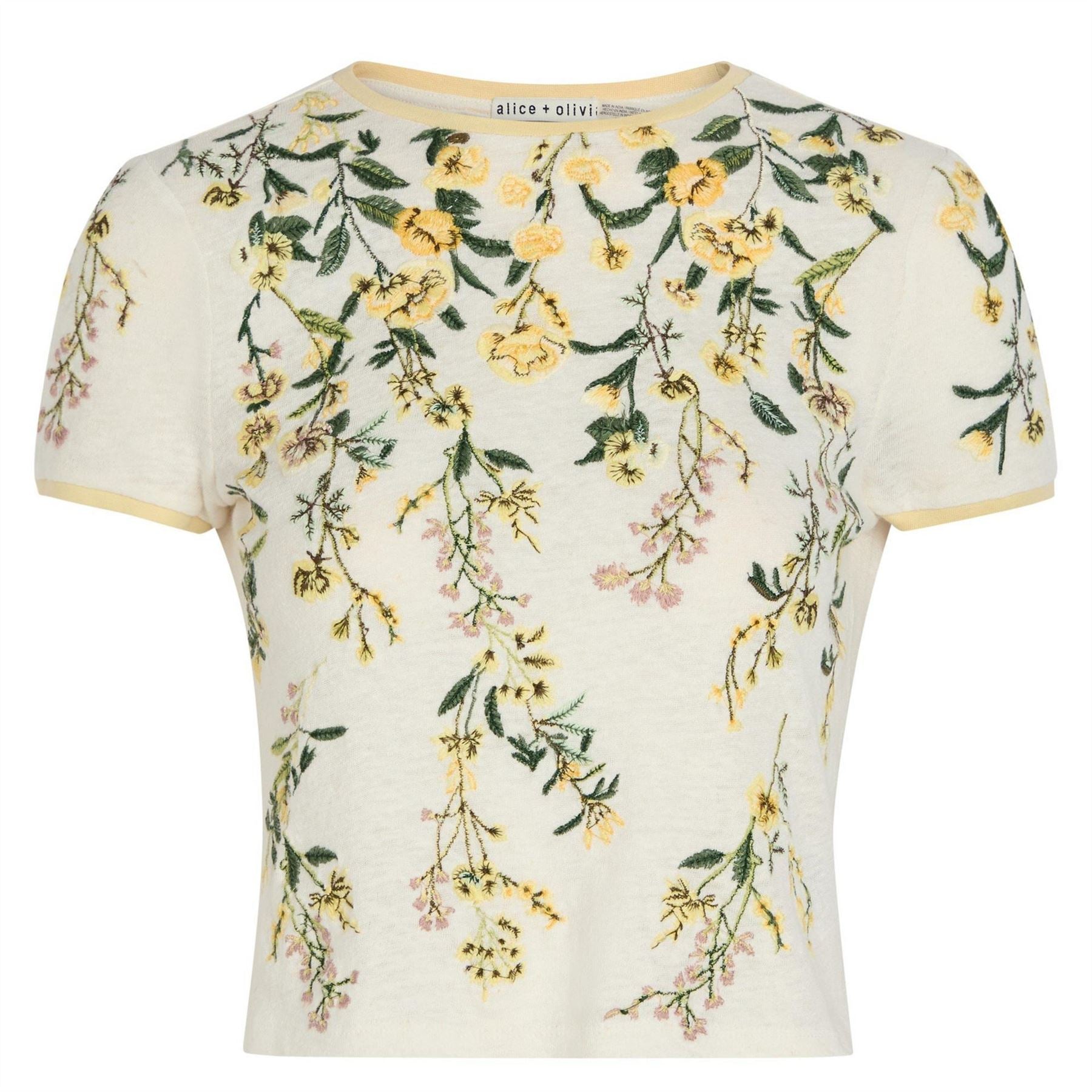 Alice And Olivia Cindy Embr Cropped Tee