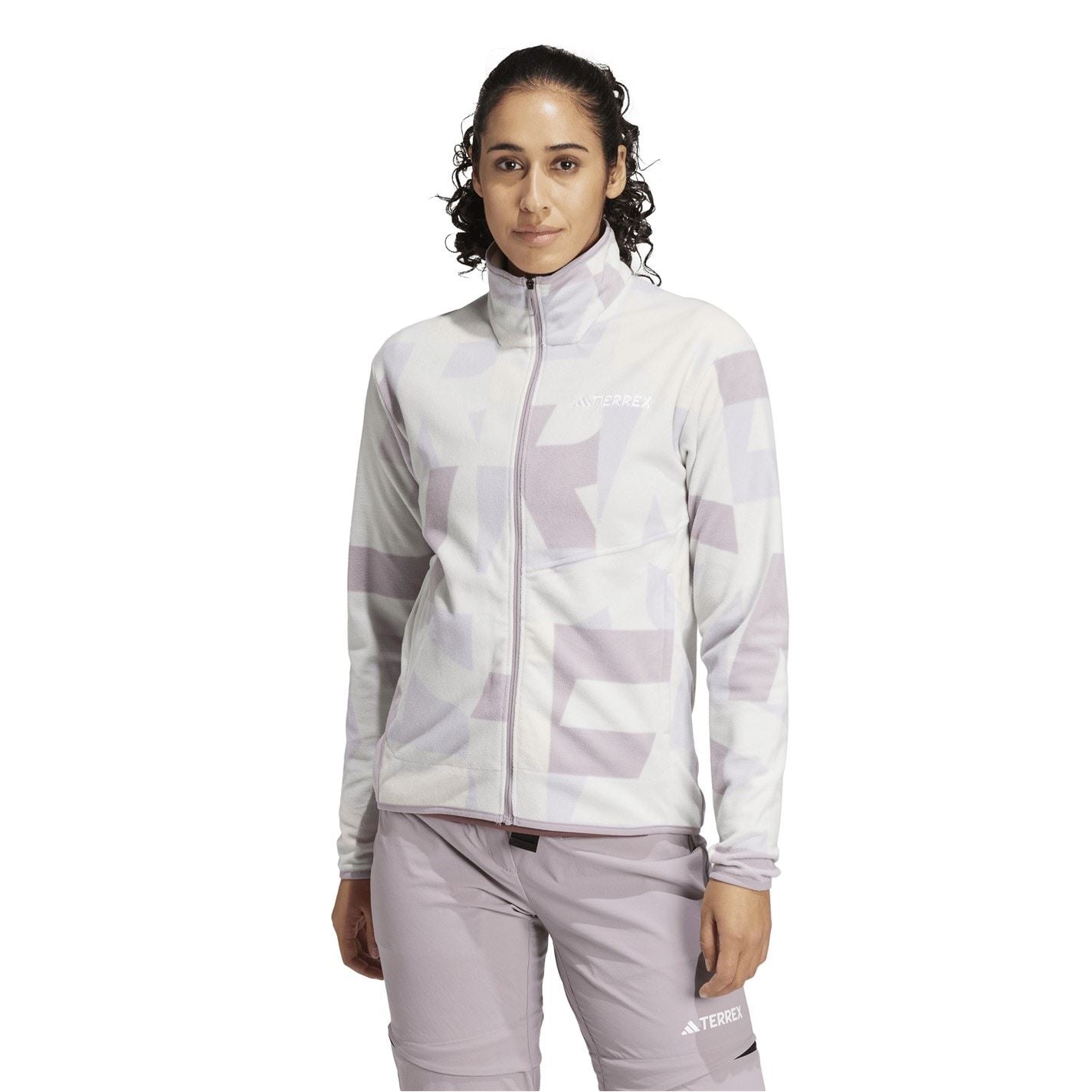 adidas Geometric Patterned Full Zipper Fleece Jacket