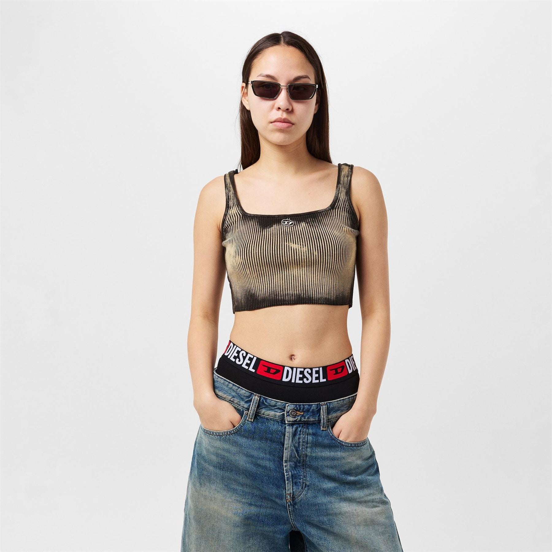 Diesel Deidra Slim Fit Cropped Lettering Tank