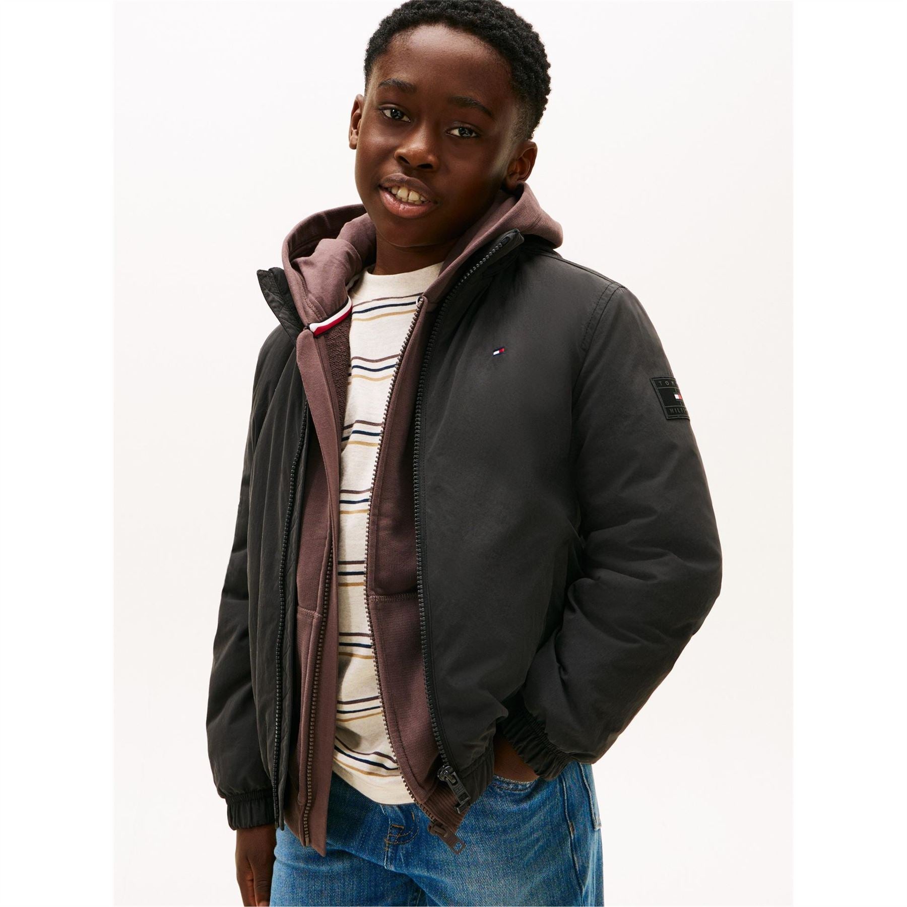 Tommy Hilfiger Essential Solid Patterned Hooded Softshell Jacket with Zipped Pocket
