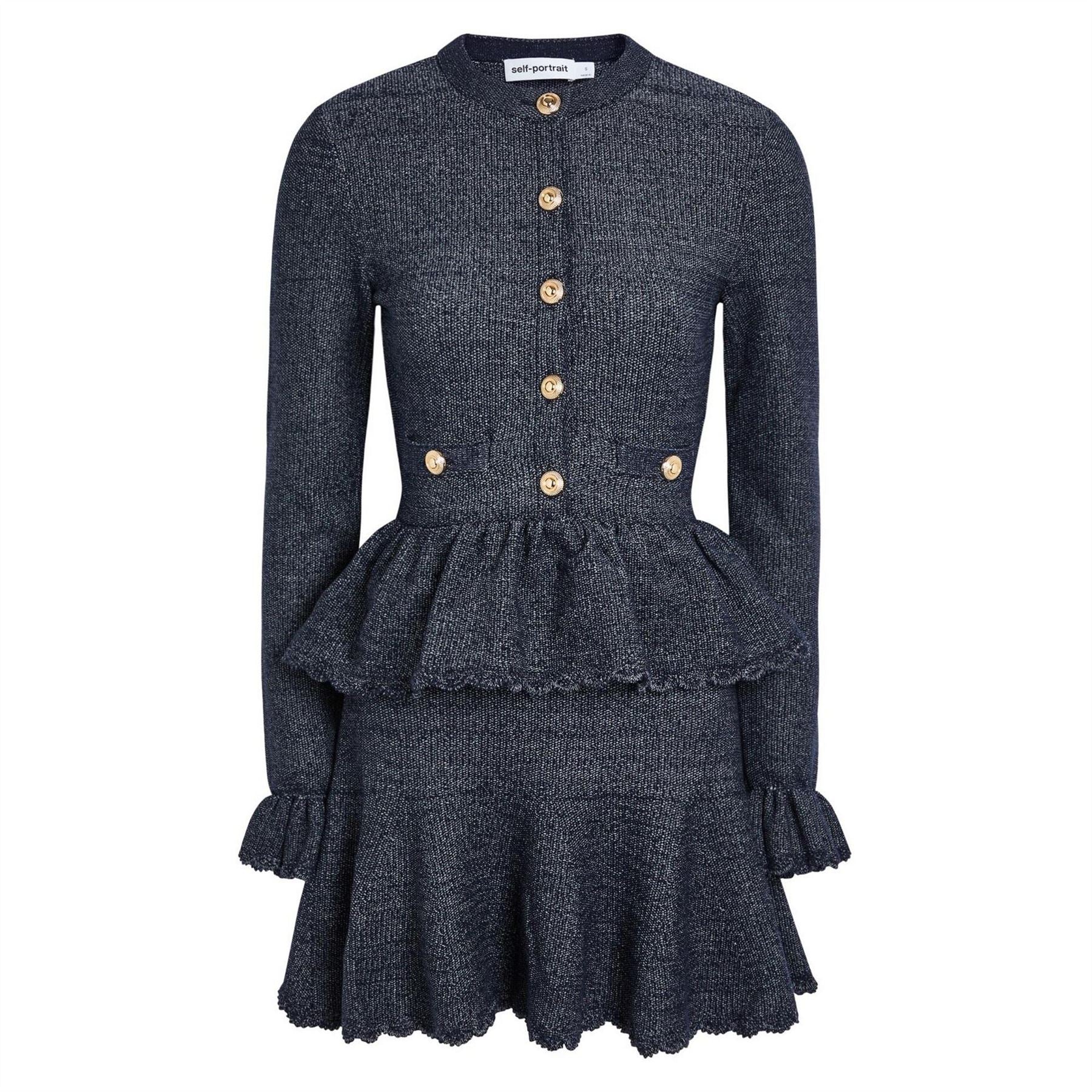 Self Portrait Navy Knit Mini Dress