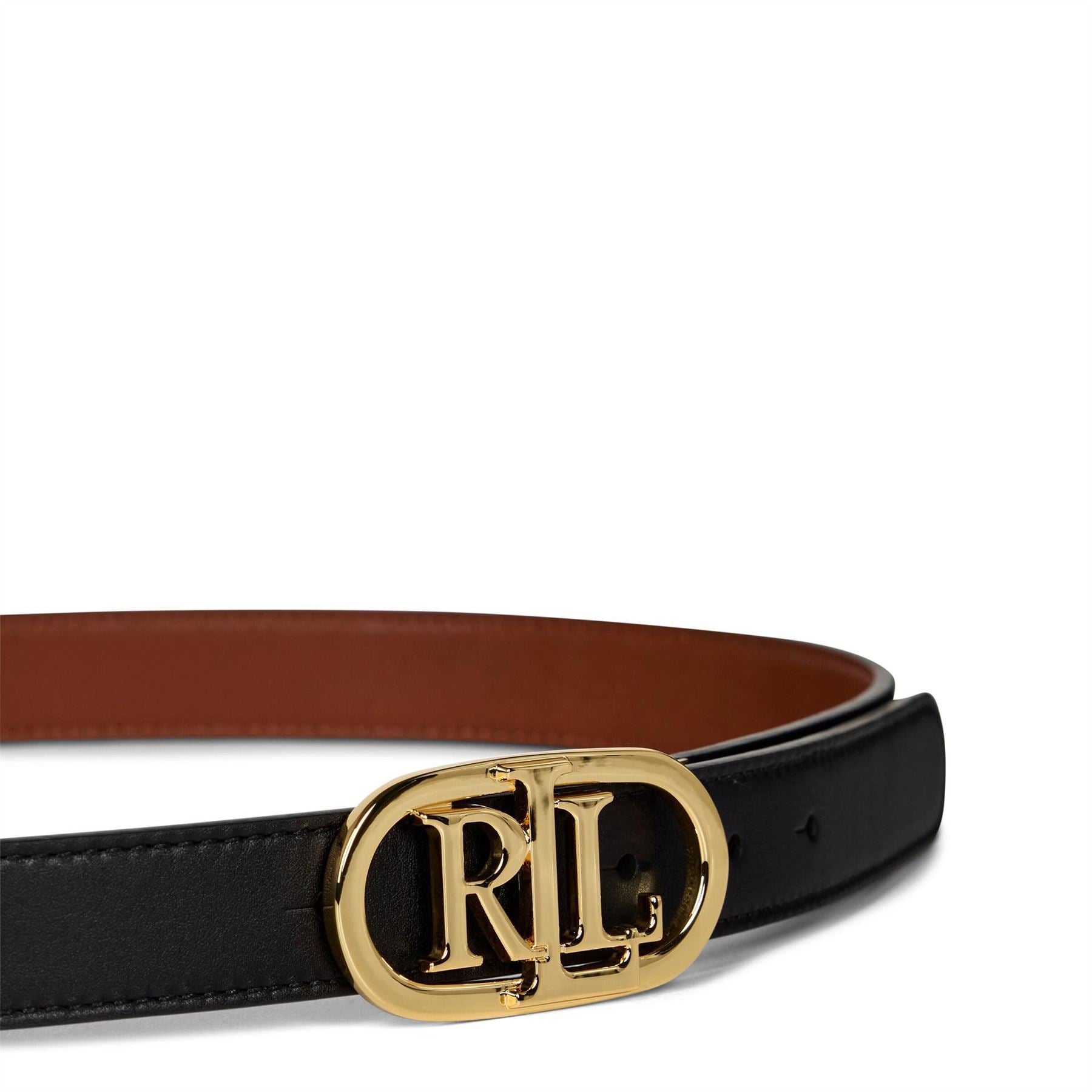 Lauren by Ralph Lauren Logo Reversible Leather Skinny Belt