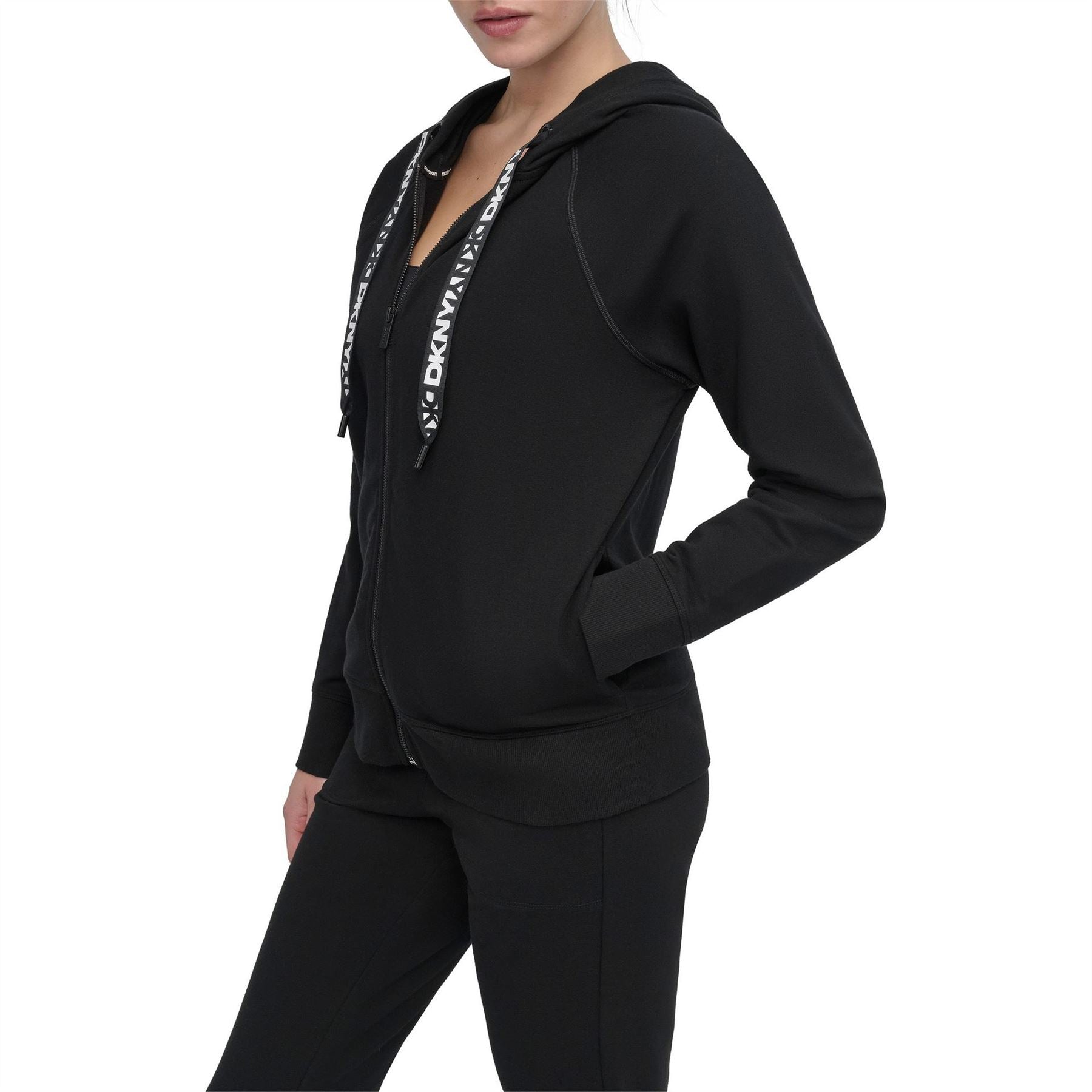 DKNY Tape Logo Sport Cotton Long Sleeve Full Zip Hoodie