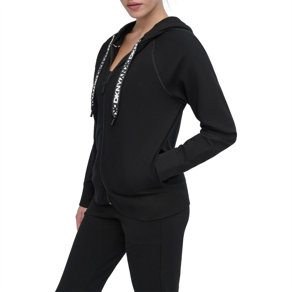 DKNY Tape Logo Sport Cotton Long Sleeve Full Zip Hoodie