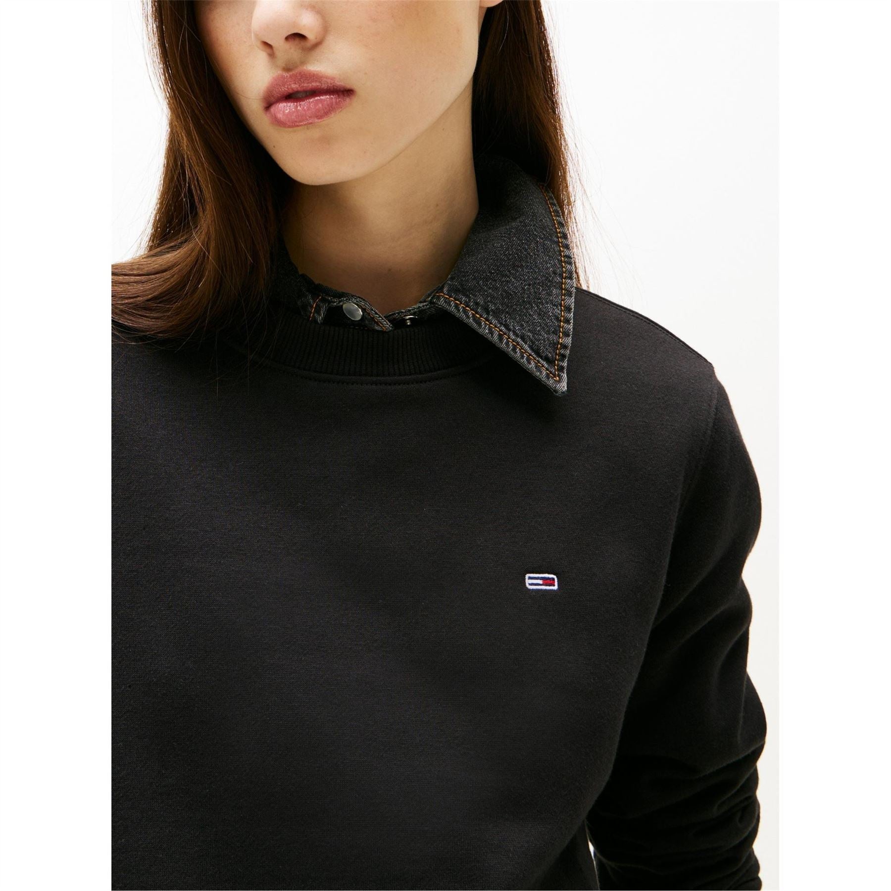 Tommy Jeans Crew Neck Ribbed Collar Long Sleeve Sweatshirt