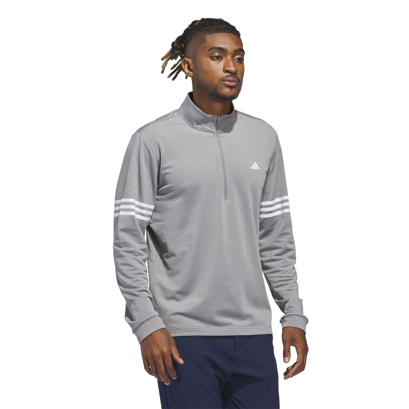 adidas Mens 3 Stripe Zip Top