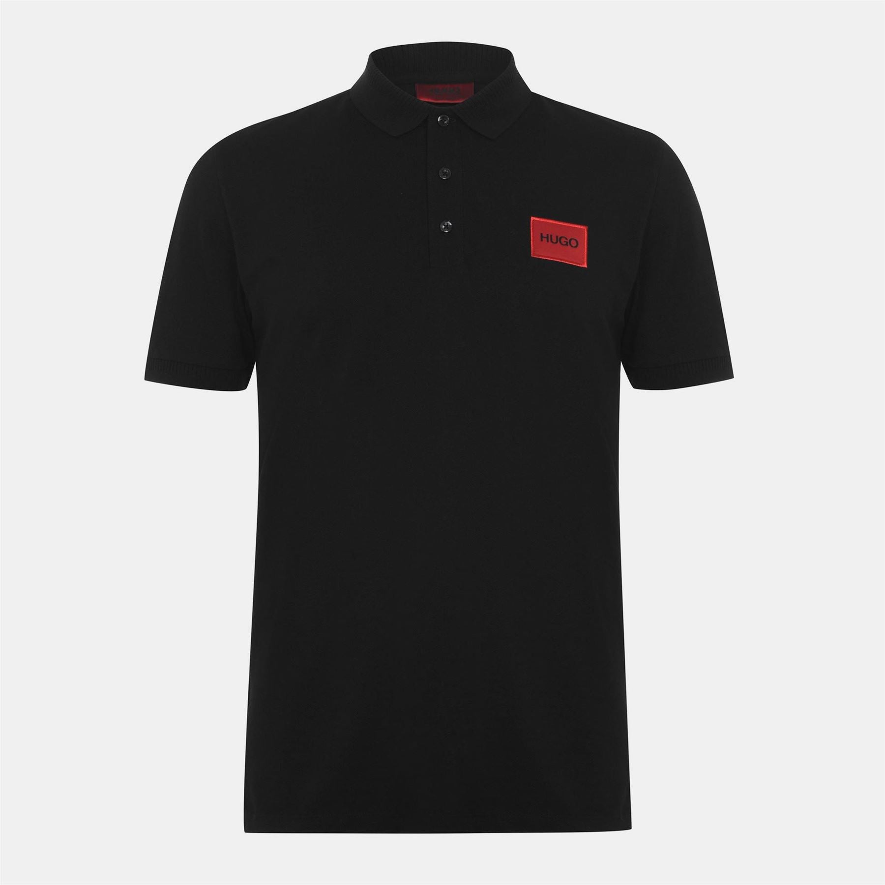Hugo HUGO Deruso Short Sleeve Polo Shirt with Logo Detail and Ribbed Collar   Premium Cotton