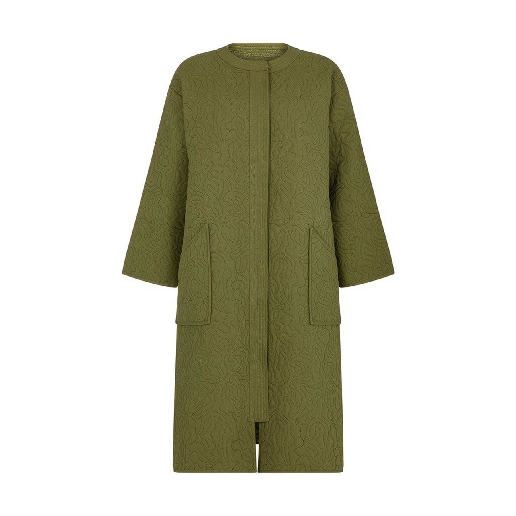 Raffya Textured Patterned Heid Quilted Coat