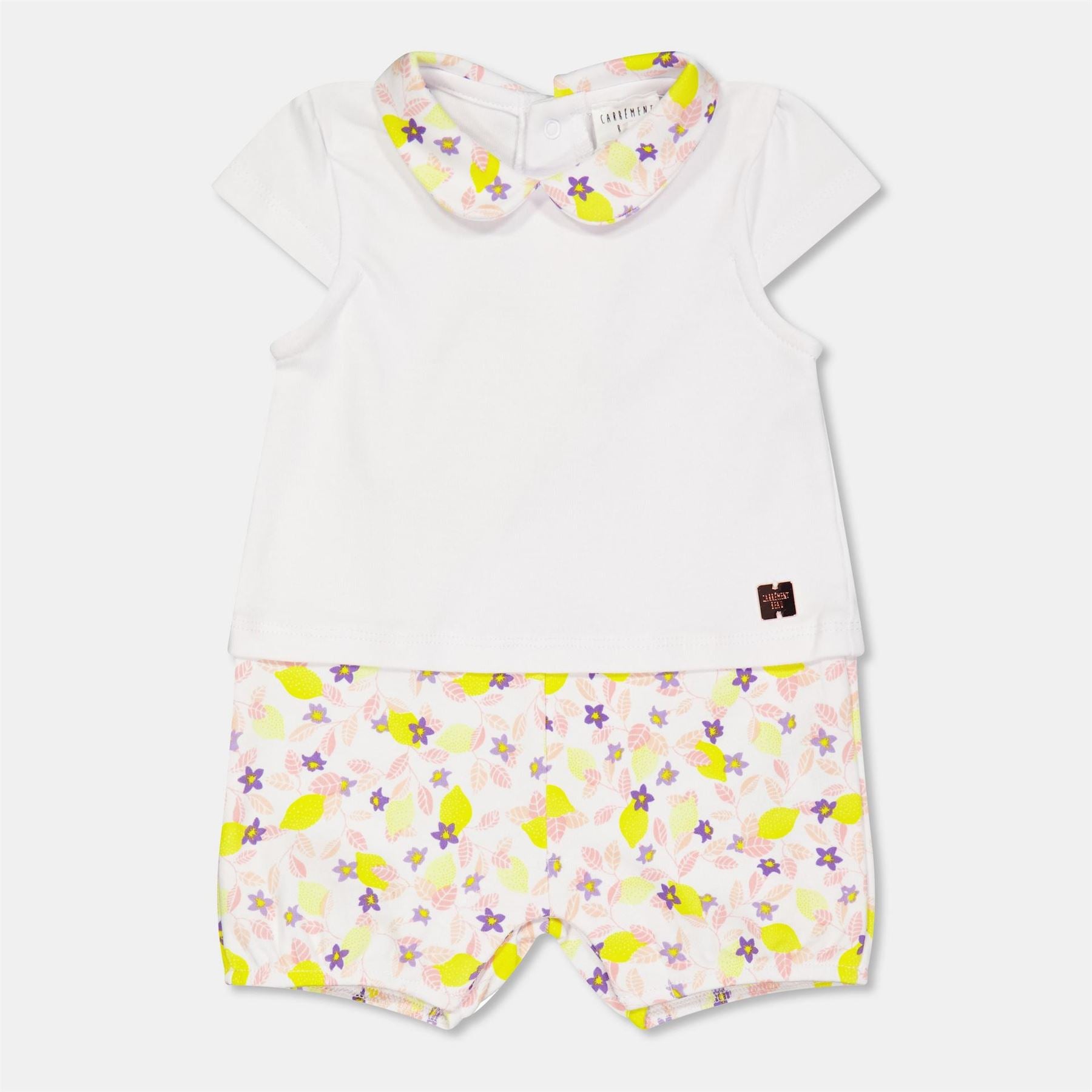 Carrement Beau Collared Neck Short Sleeve Floral Playsuit