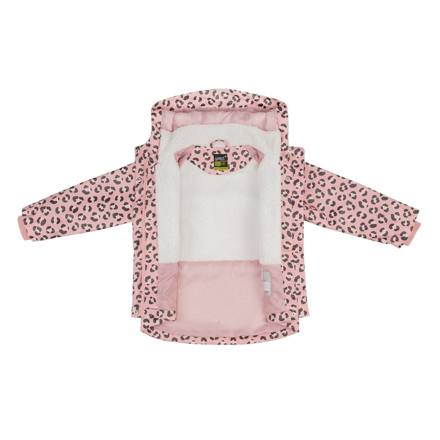 Gelert Leopard Patterned Hooded Snap Button Ribbed Cuff Rain Jacket